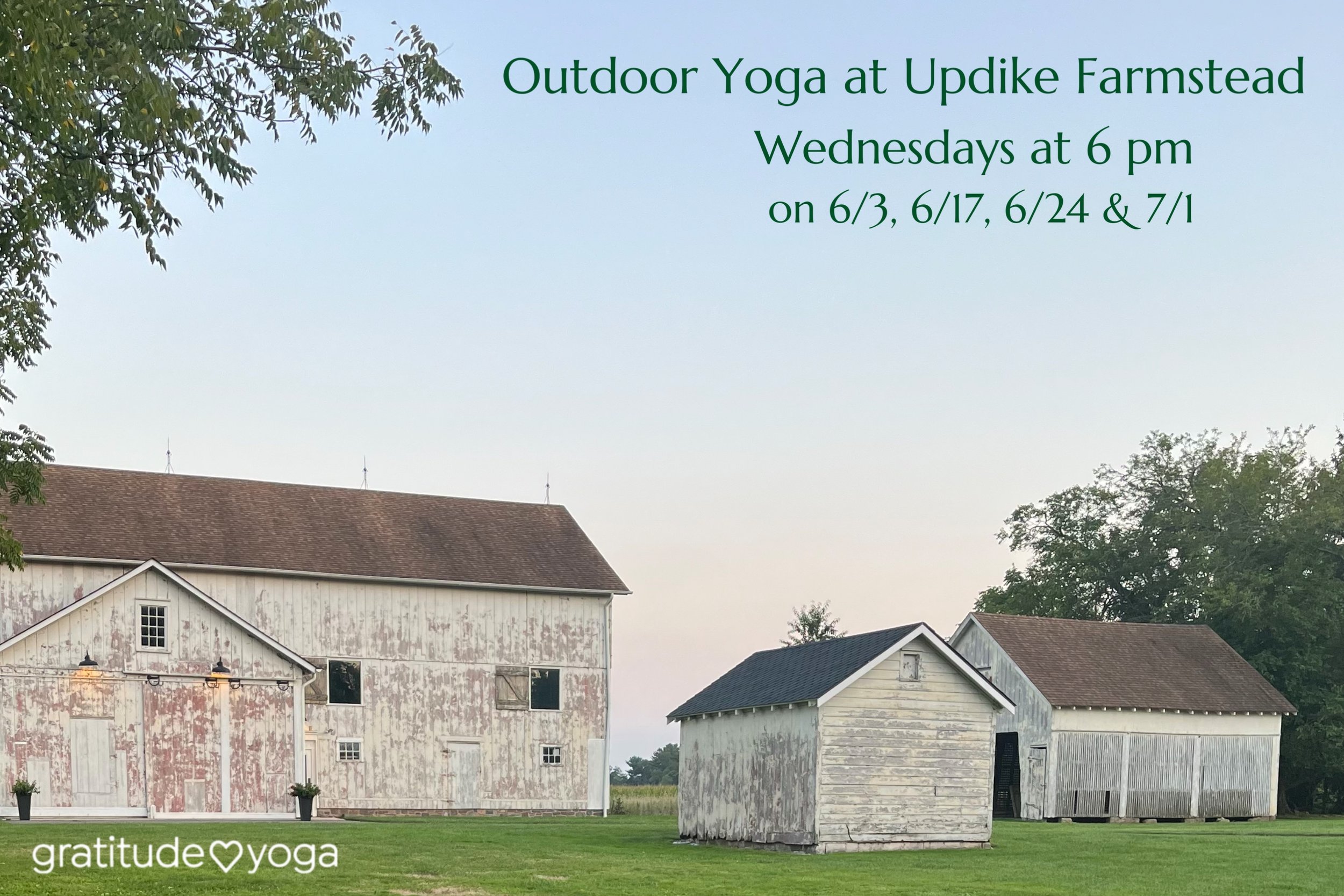Outdoor Yoga on Wednesday evenings at Updike Farmstead 