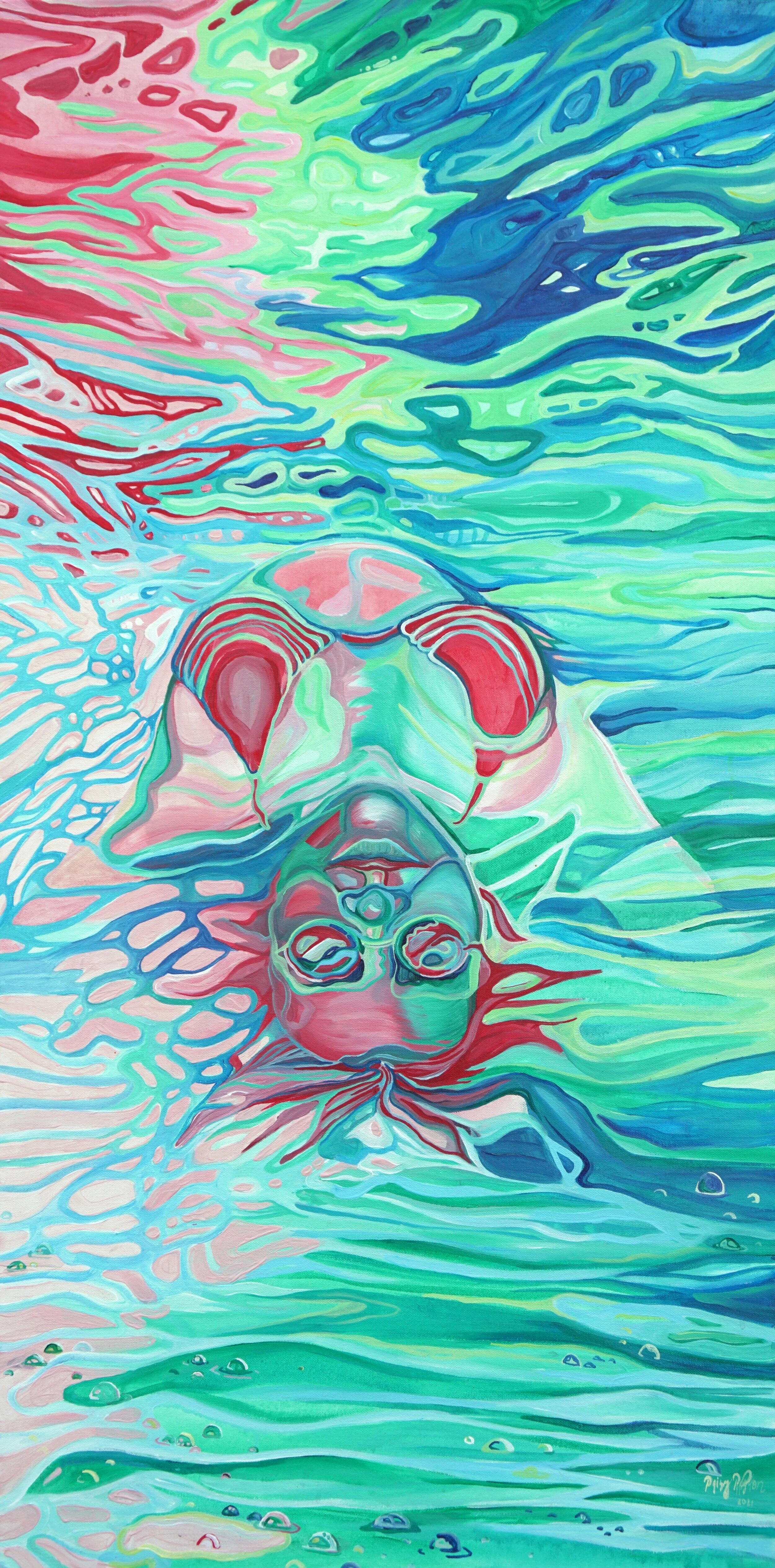 Lake Lady2021 Acrylic Painting inspired by the Lake of the Ozarks by Artist Daisy Ralston