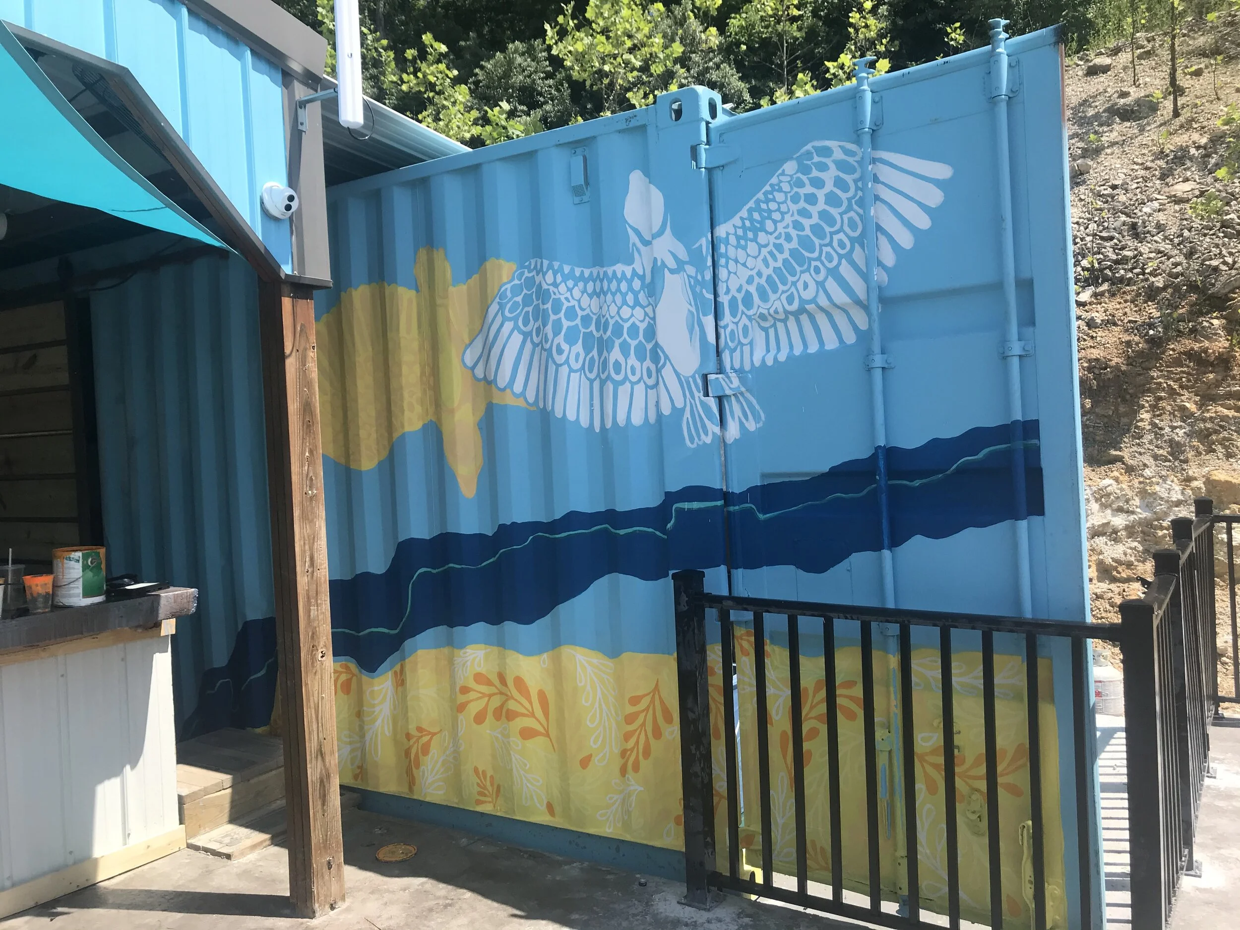 Hidden EaglesSunny’s Marina, Lake of the OzarksHistory: During construction, these eagles had to be covered with plywood to pass the city inspection. They are no longer visible to anyone.