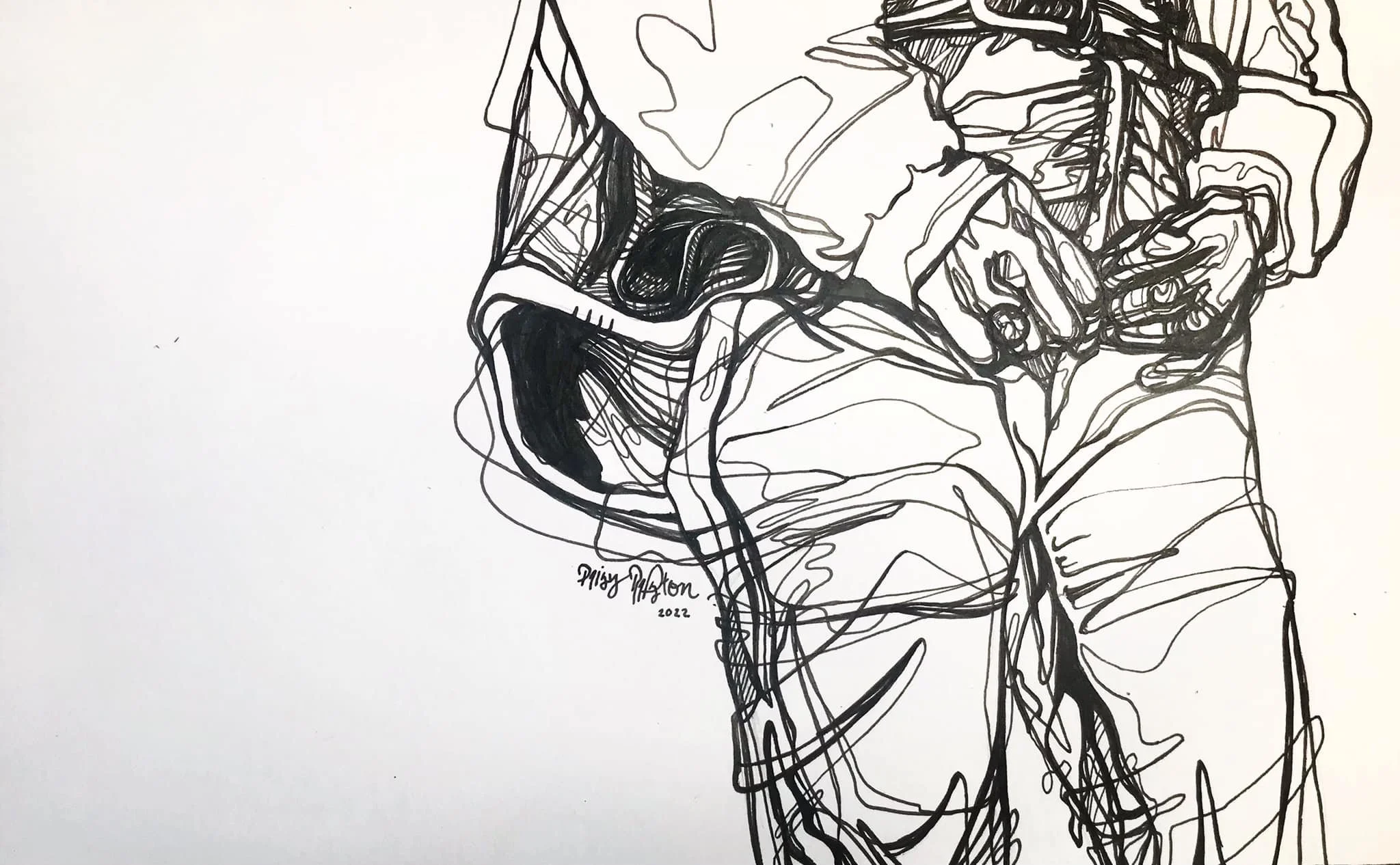 single line ink drawing by artist Daisy Ralston