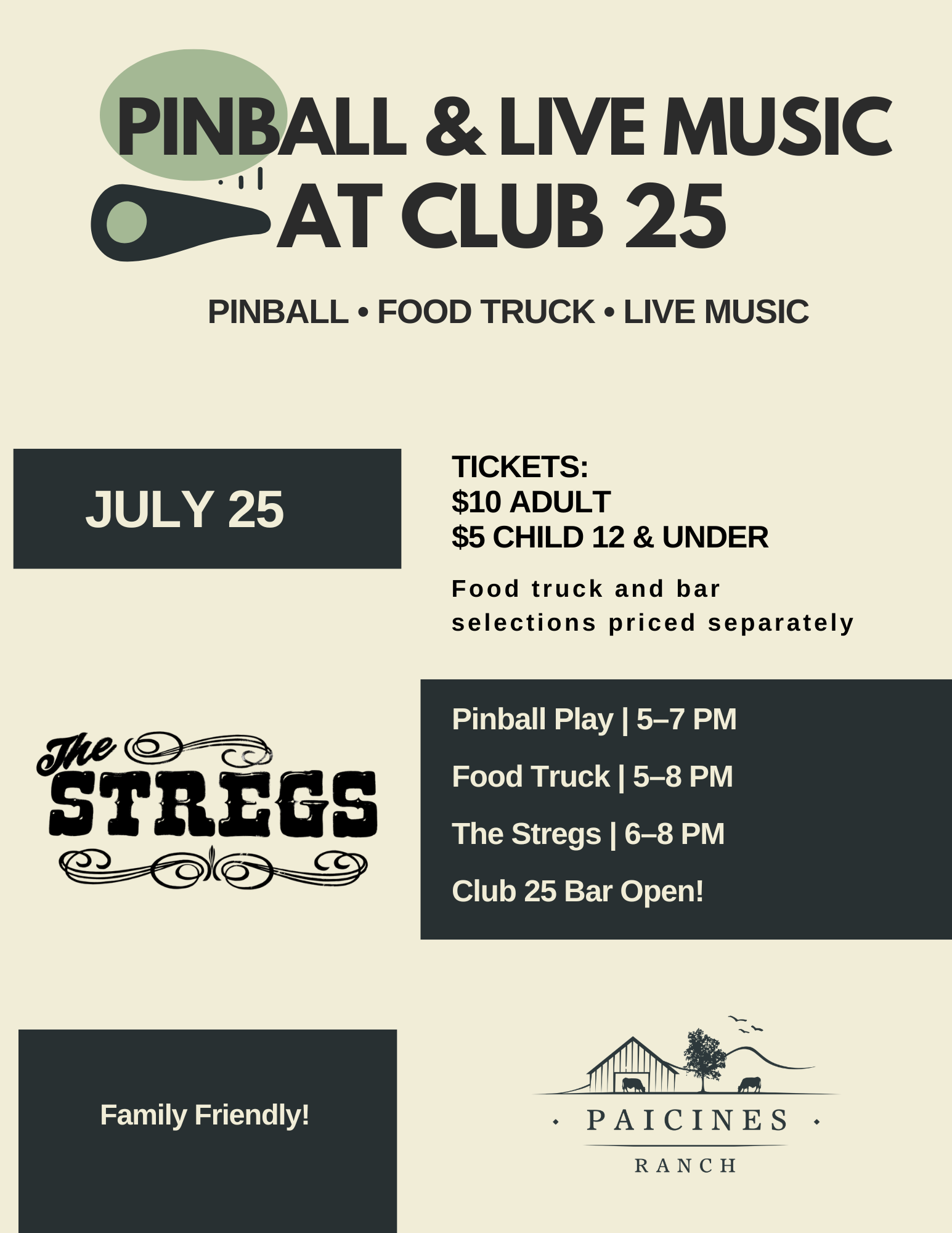 Pinball & Live Music at Club 25 -July 25