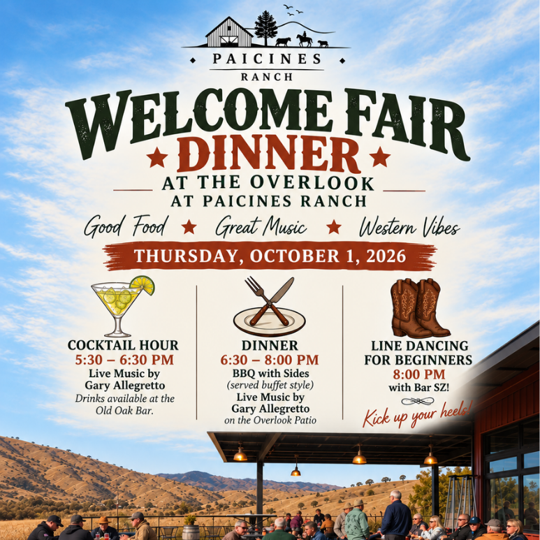 Fair Welcome Dinner at the Overlook - Thursday, October 1, 2026