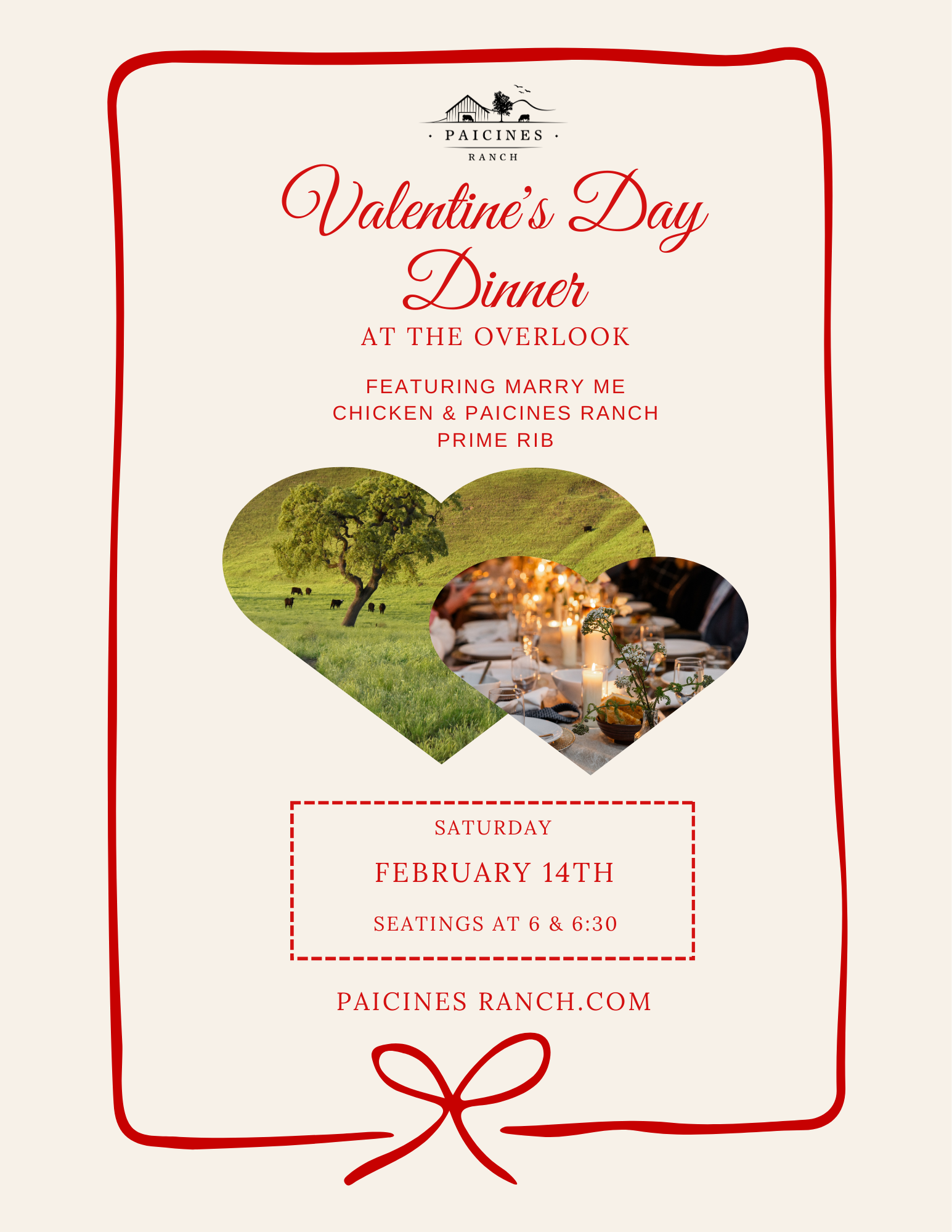 Valentine's Day Dinner at The Overlook -  Saturday, February 14, 2026