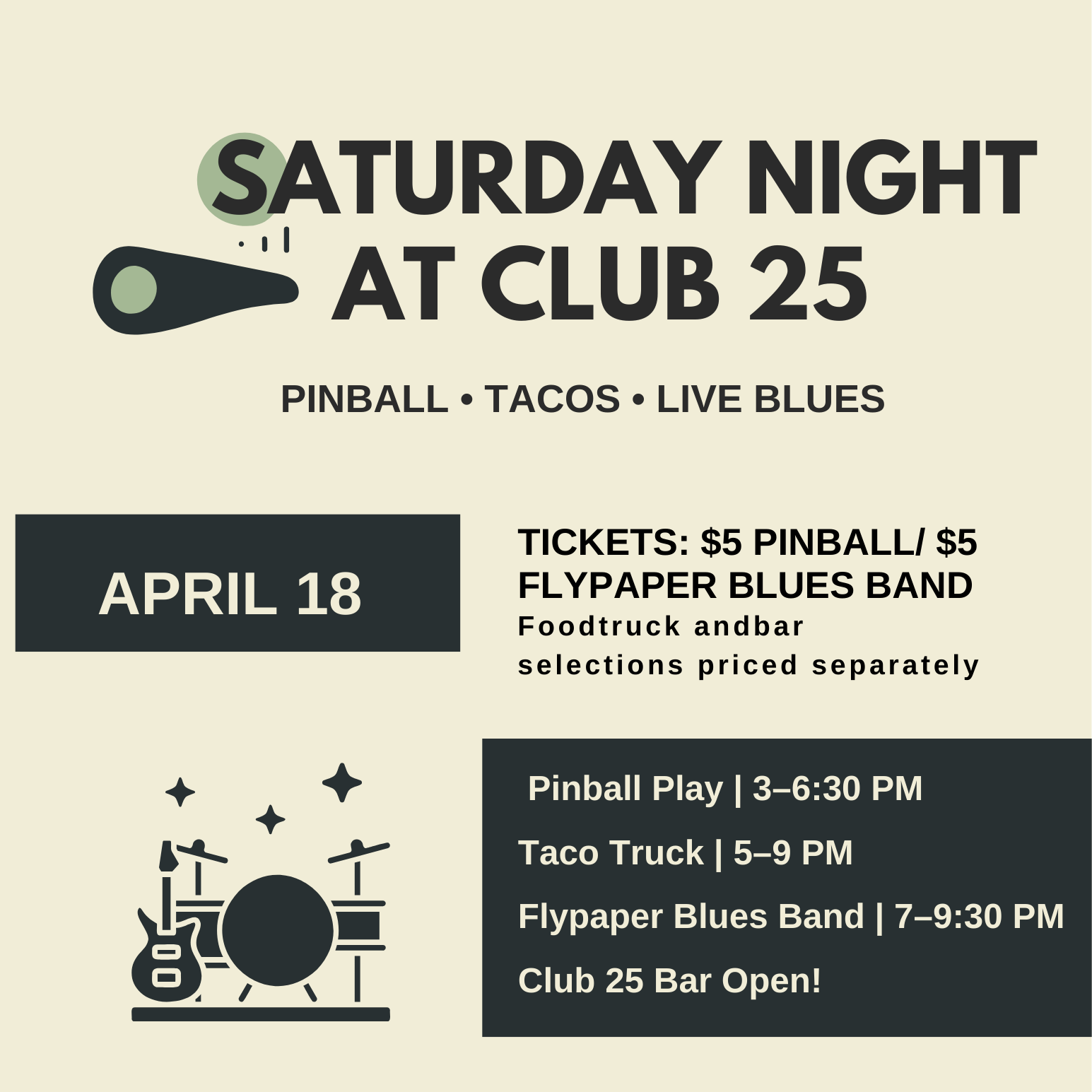 Pinball Experience and Live Music by the Flypaper Blues - April 18, 2026