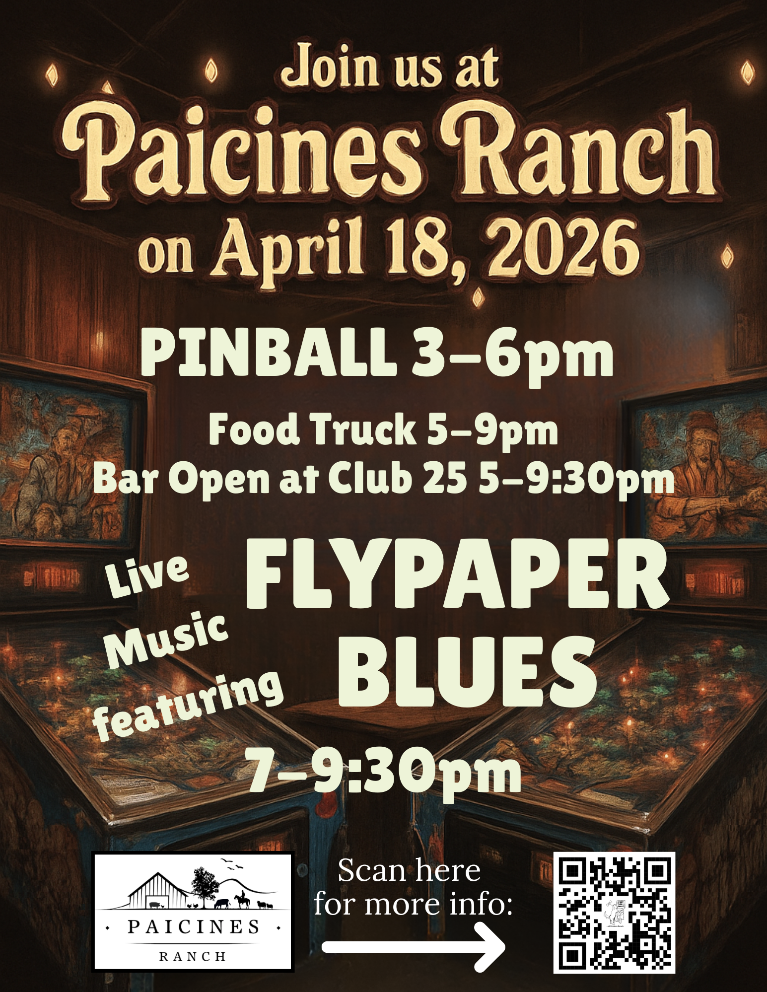 Pinball Experience and Live Music by the Flypaper Blues - April 18, 2026