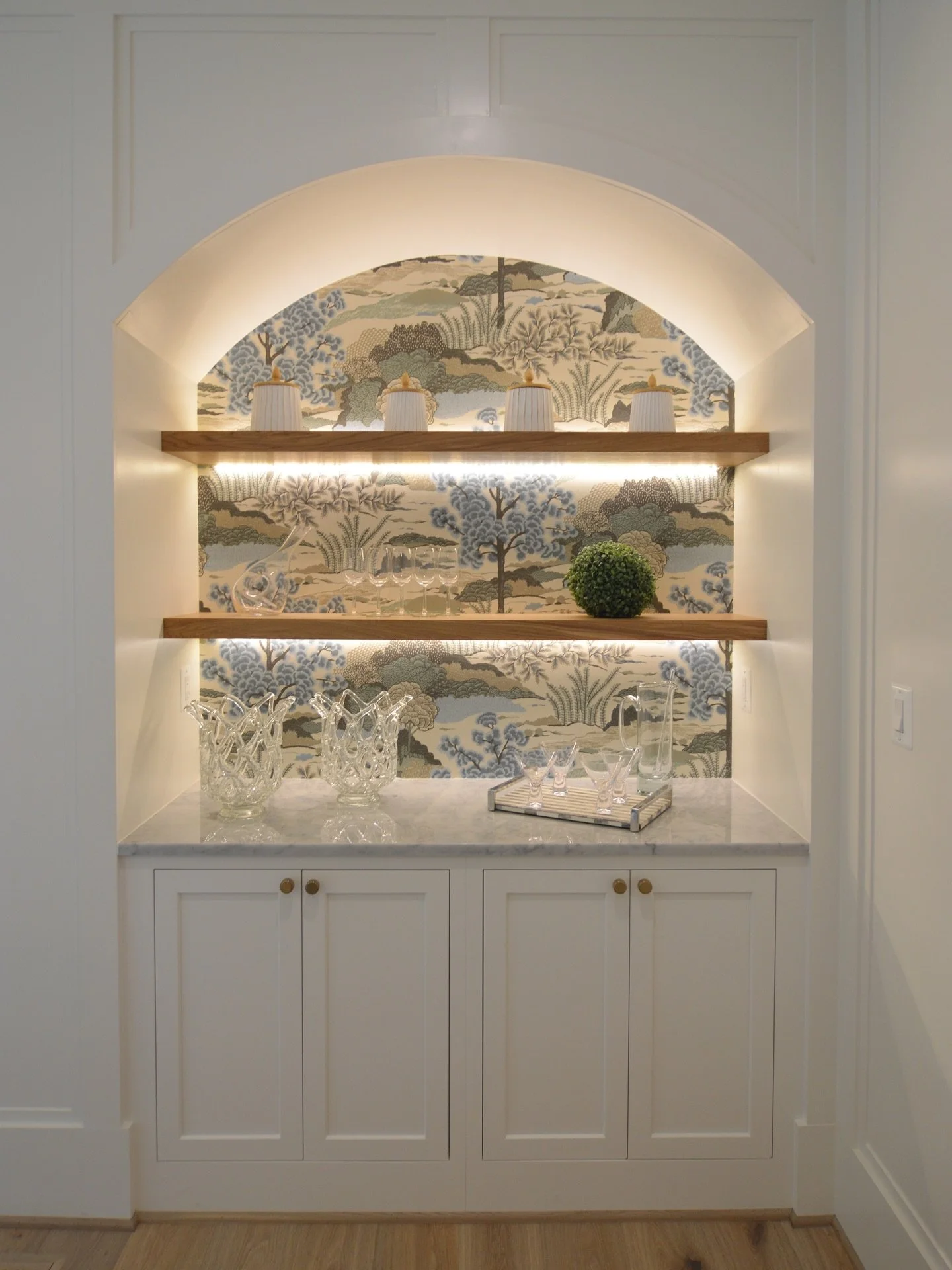 Small spaces deserve fancy cabinetry too. #customcabinetry #bullseyecabinetry