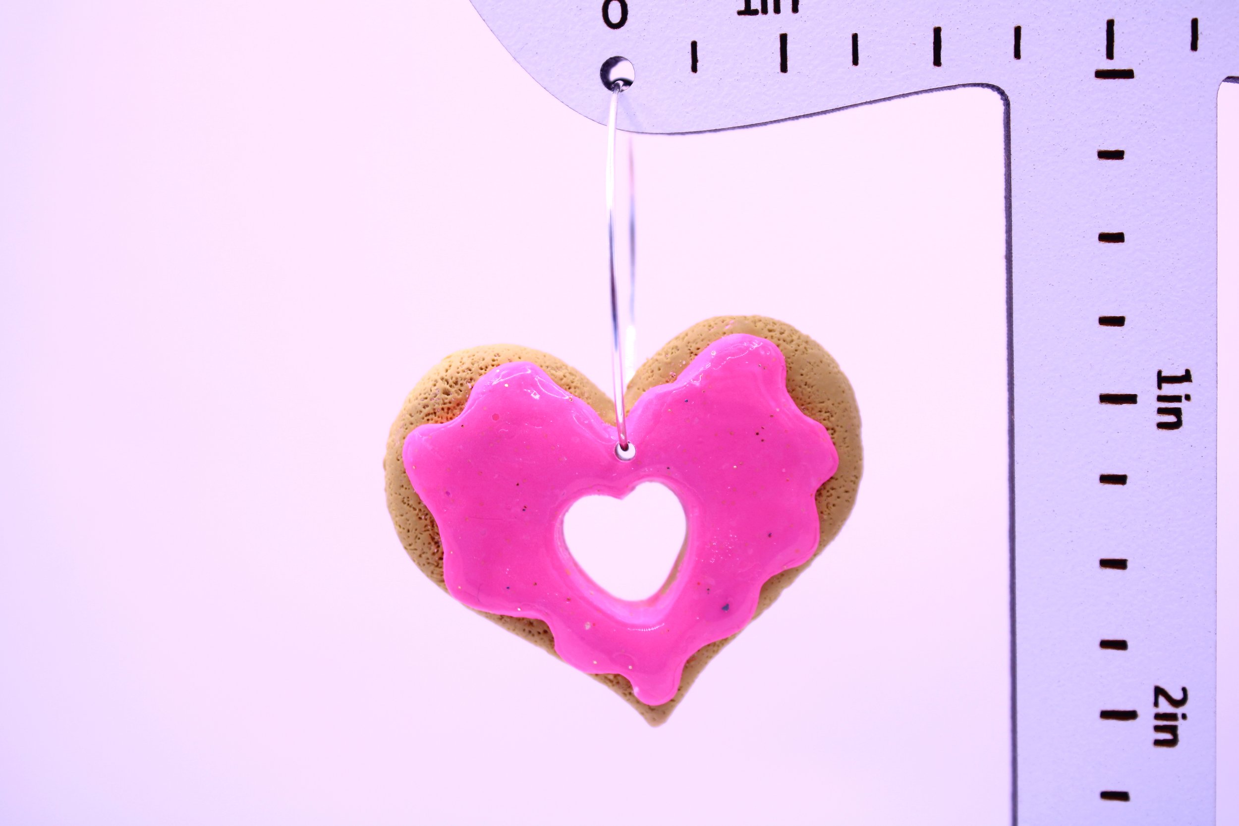 Frosted Cookie Gauge Friendly Hoop Polymer Clay Earrings Size Details