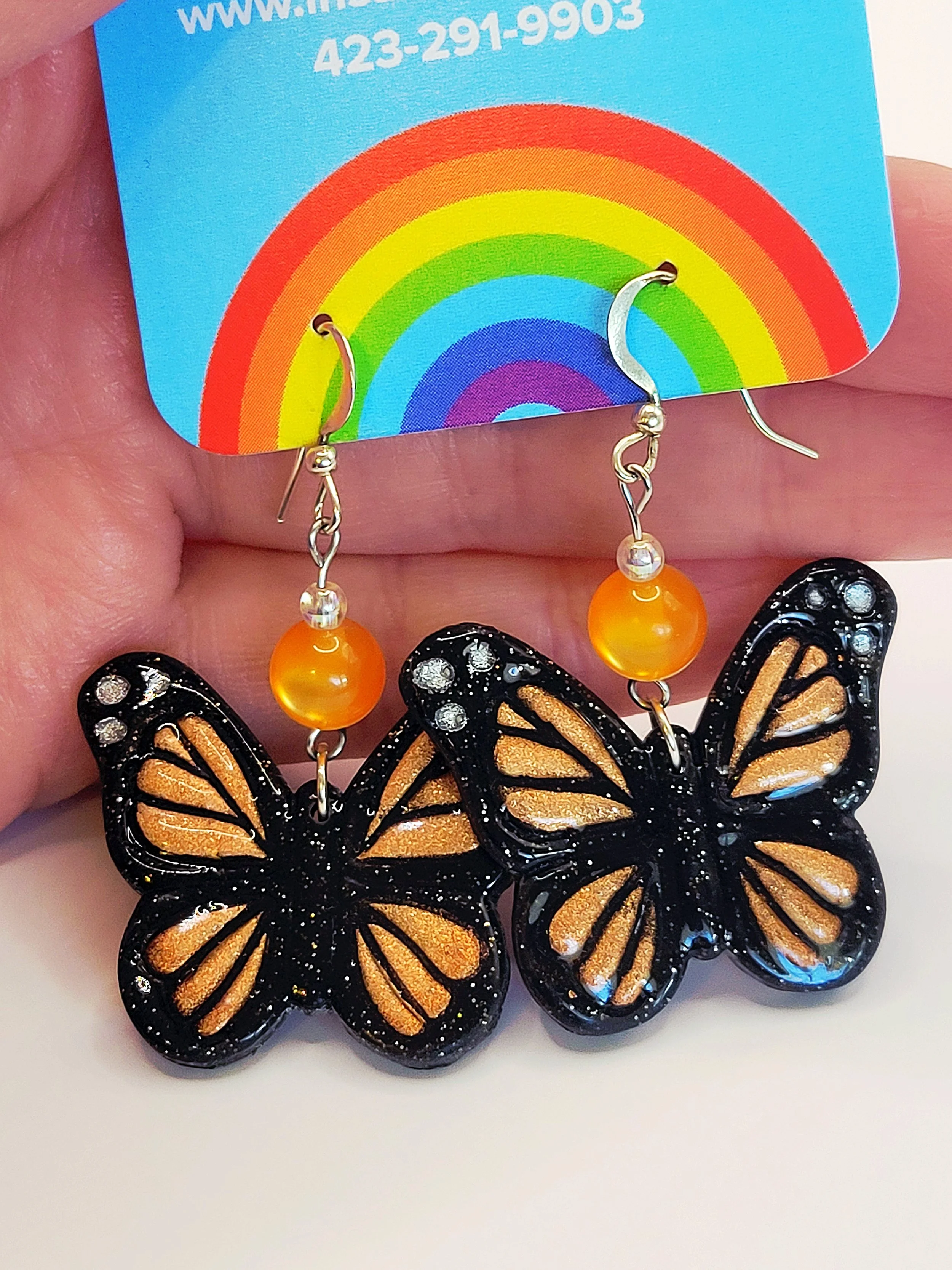 Monarch Butterfly Hand-Painted Polymer Clay Earrings