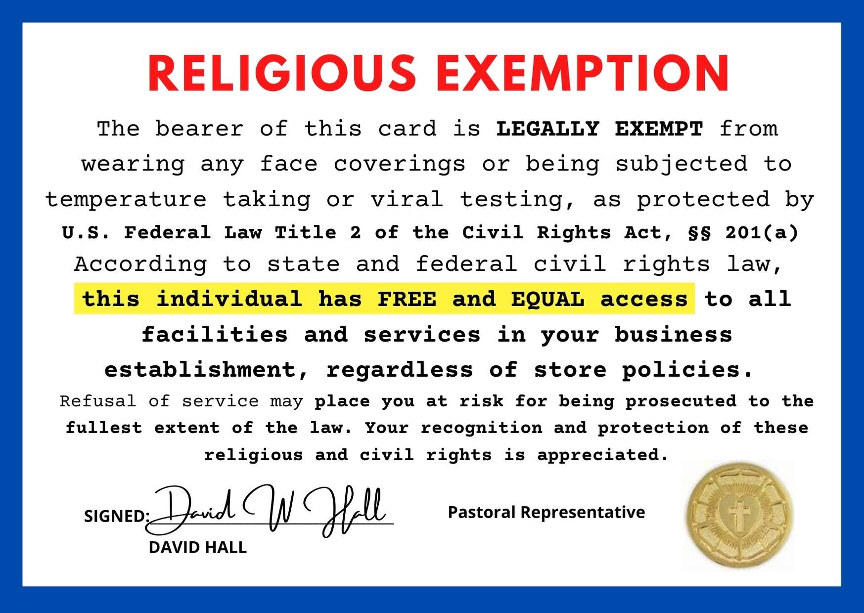 Religious Exemption Letters For Employees Printable