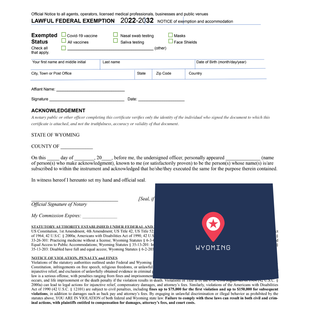 LEGAL FEDERAL RELIGIOUS EXEMPTION (WY)
