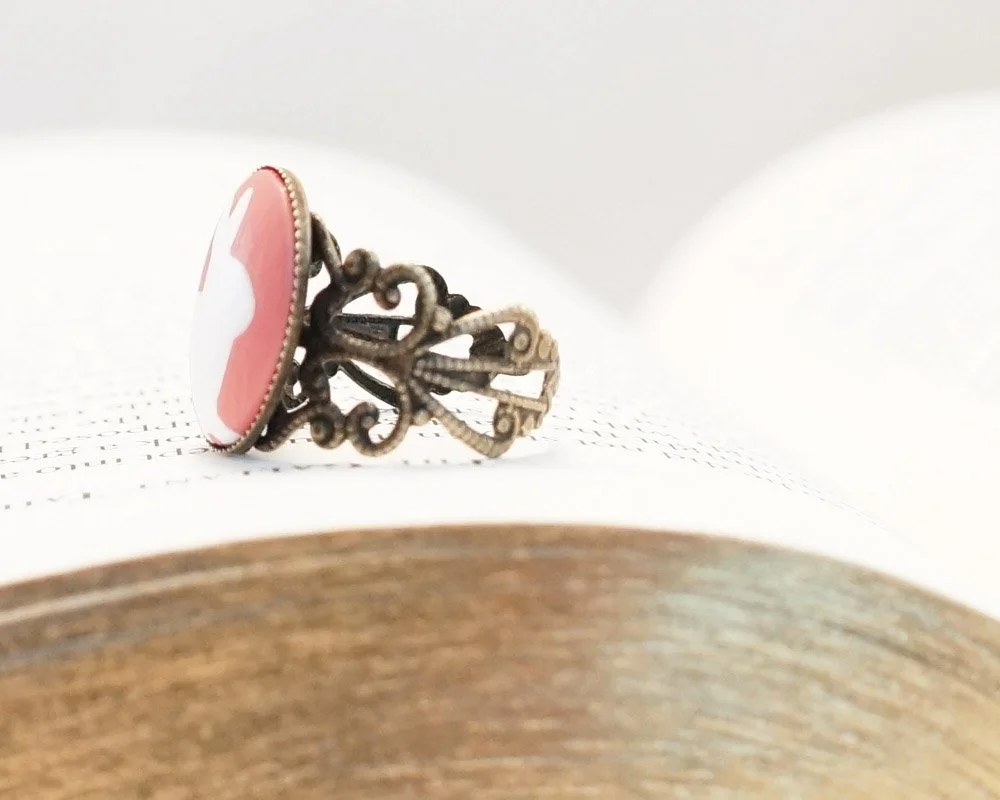 pink bunny rabbit nickel free adjustable ring
