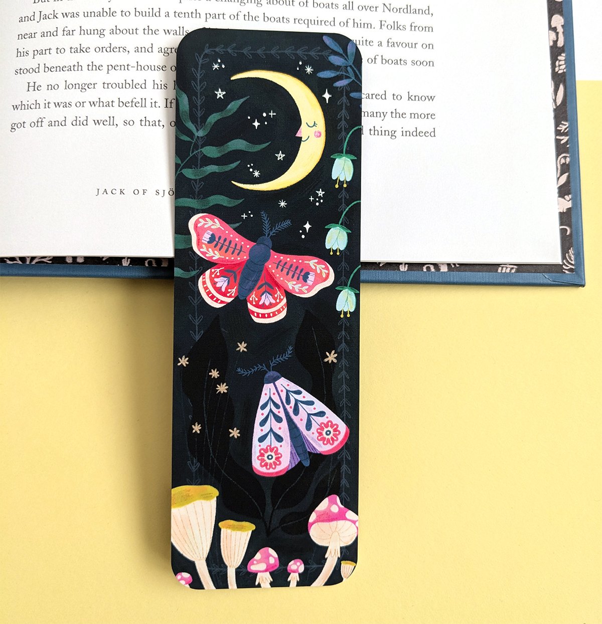 witchy moth moon mushroom bookmark
