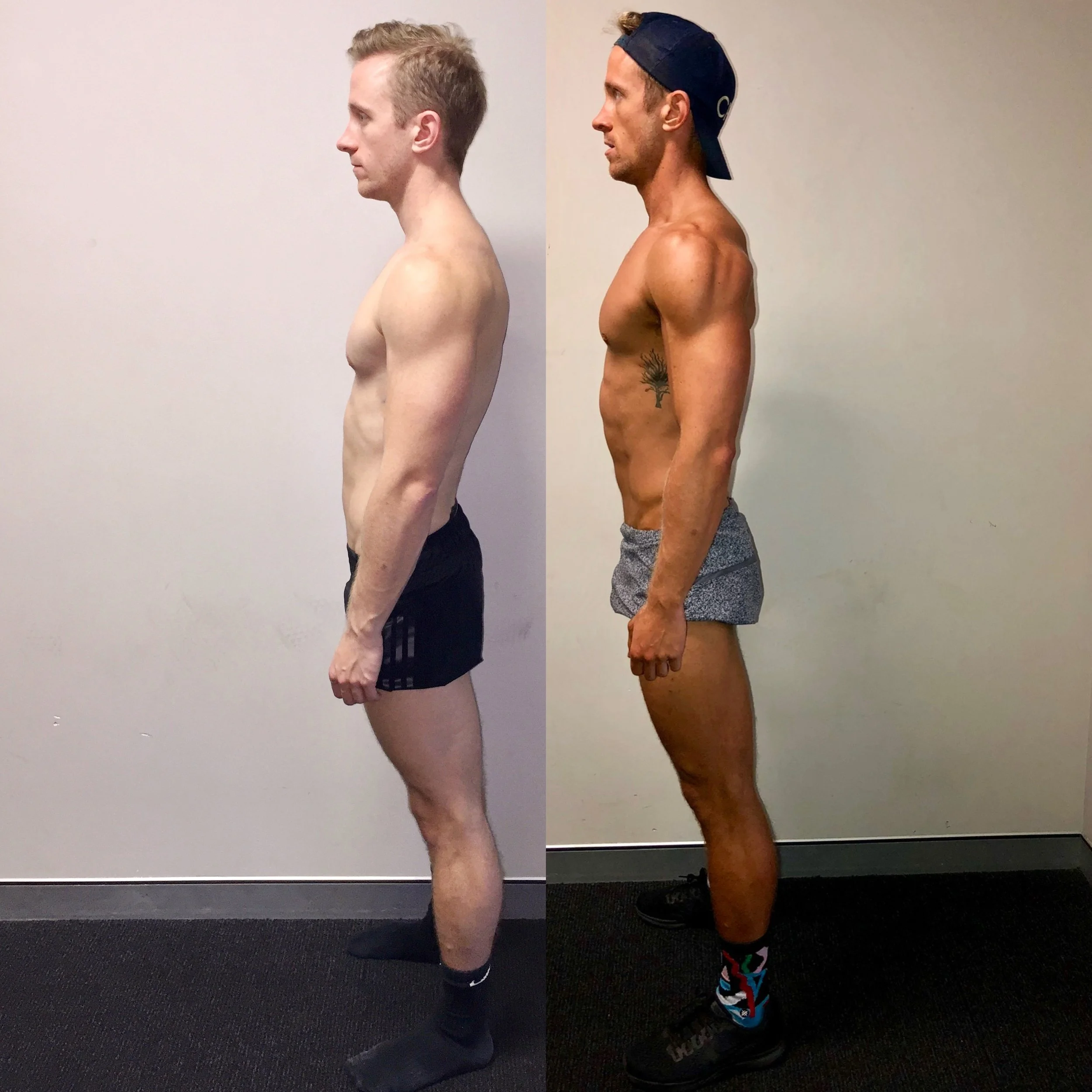 Chris side profile showing 7kg muscle gain with FullForm coaching
