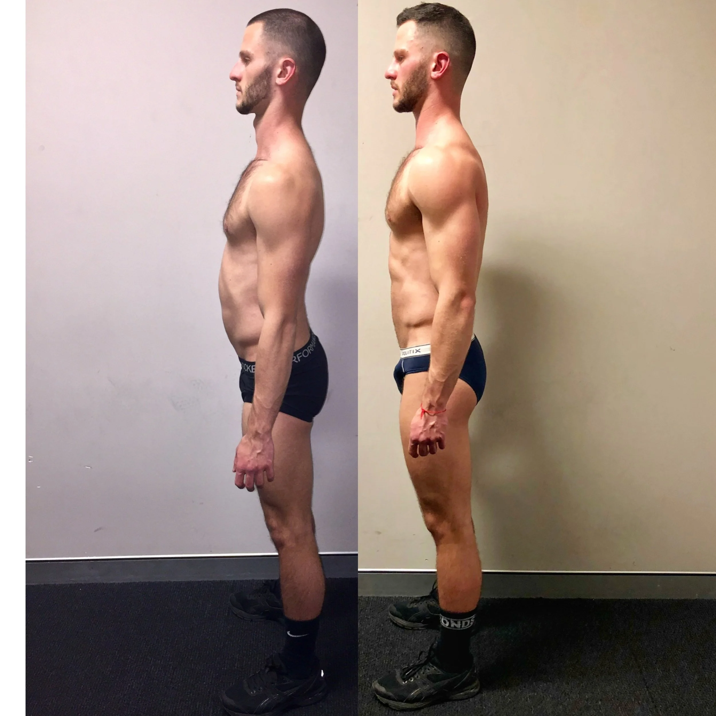 Ryan side profile after gaining 6.5kg lean muscle with FullForm