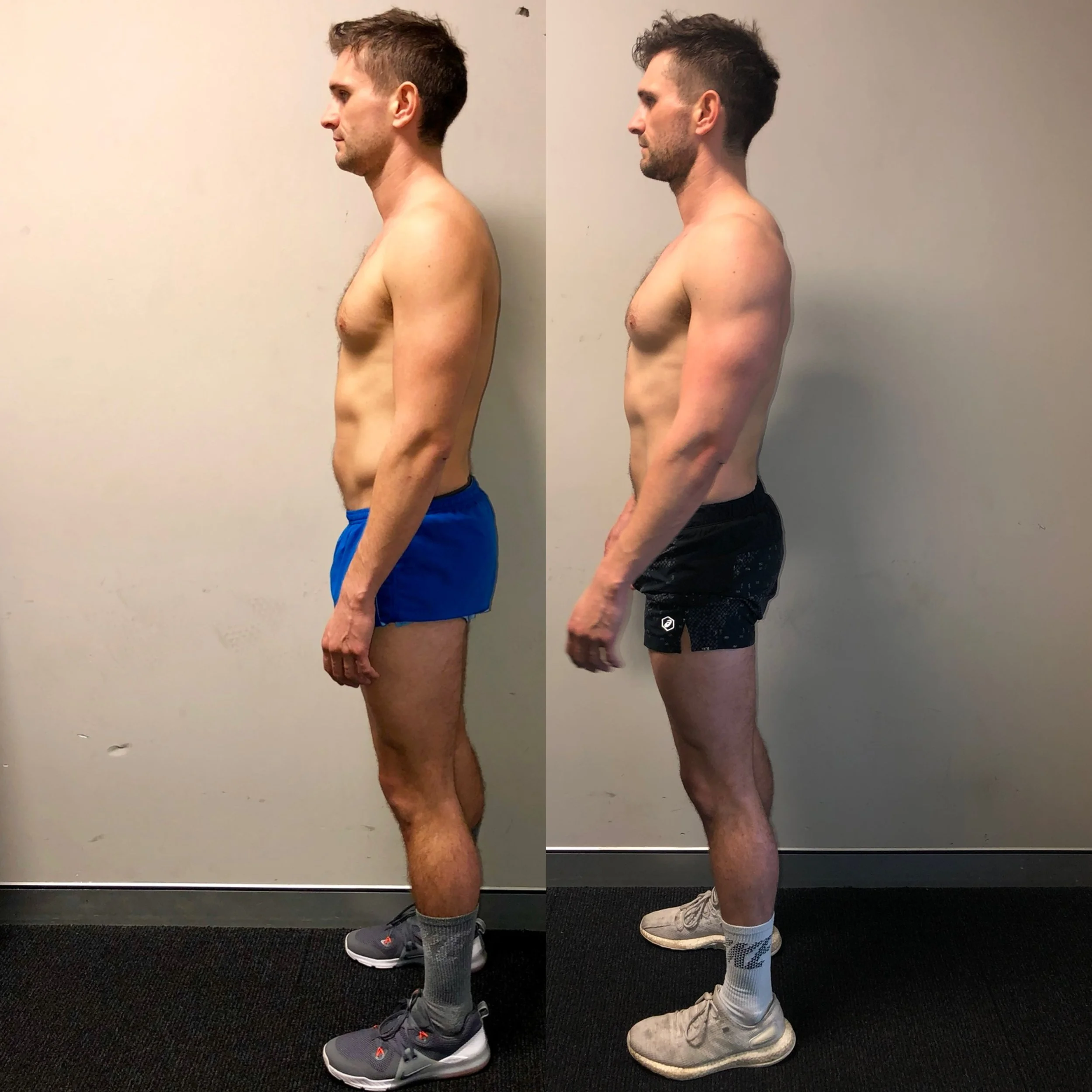 Caleb side profile after breaking his training plateau with FullForm