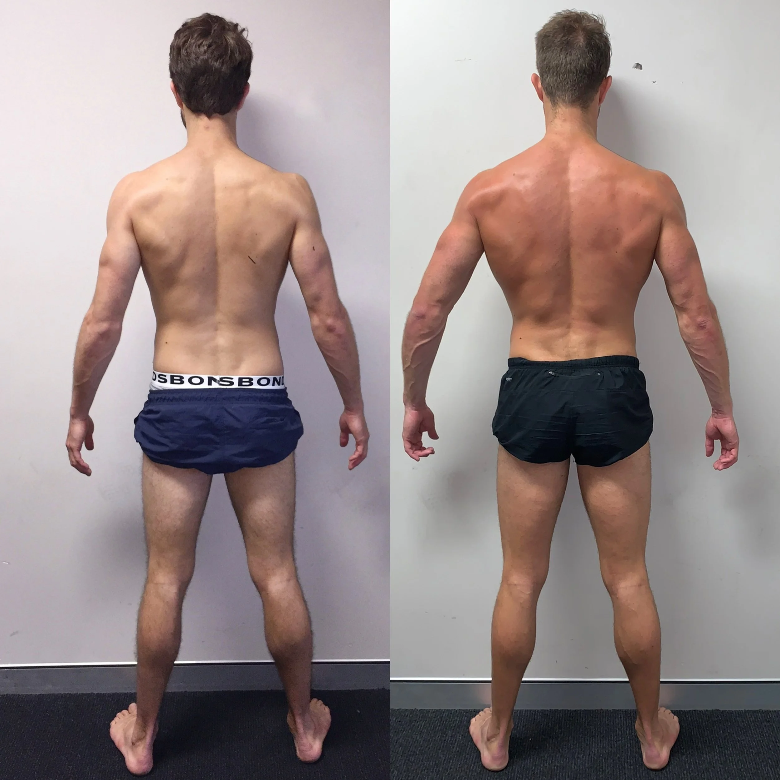 Sam back view showing lean muscle development with FullForm coaching