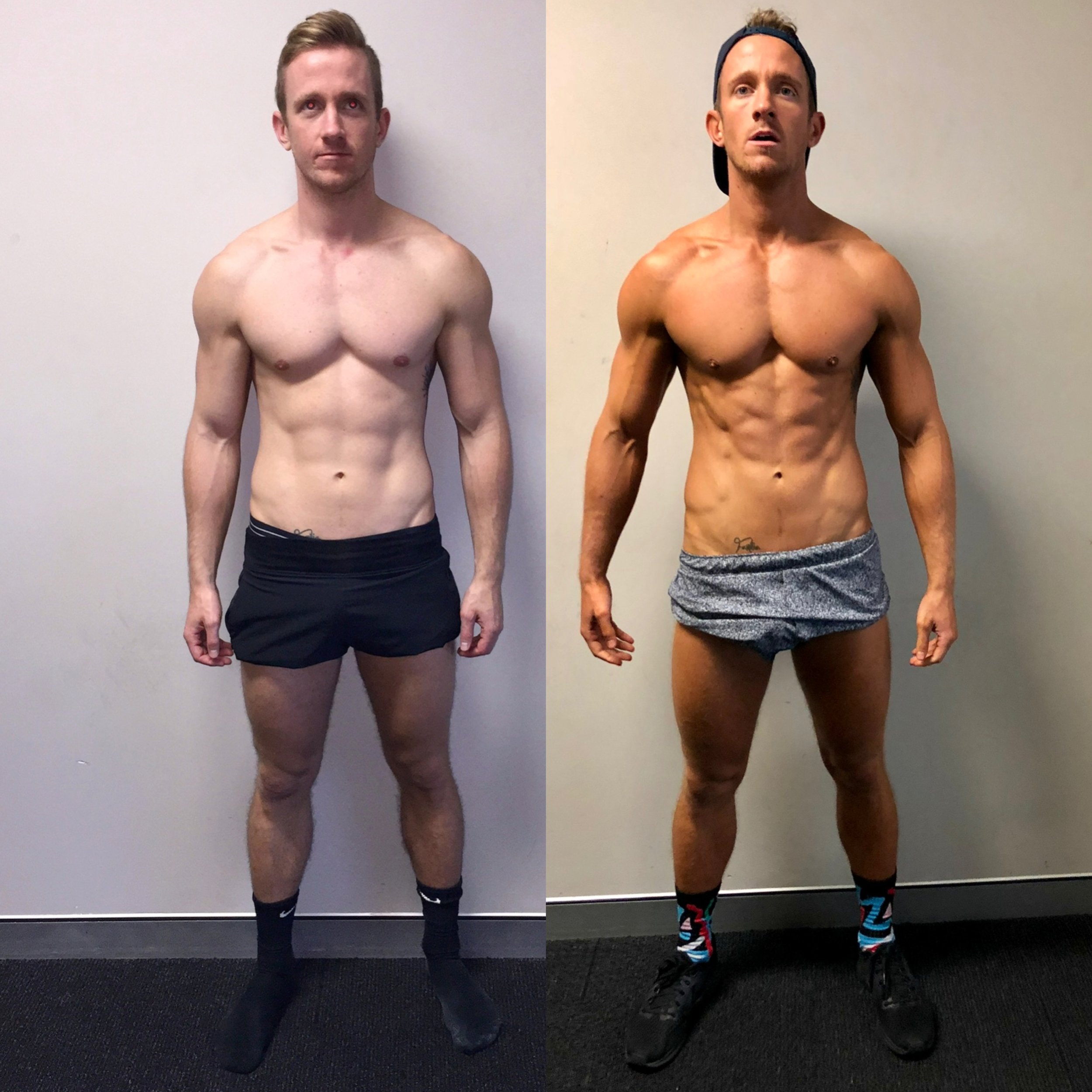 Chris front view after going from 71kg to 78kg with FullForm