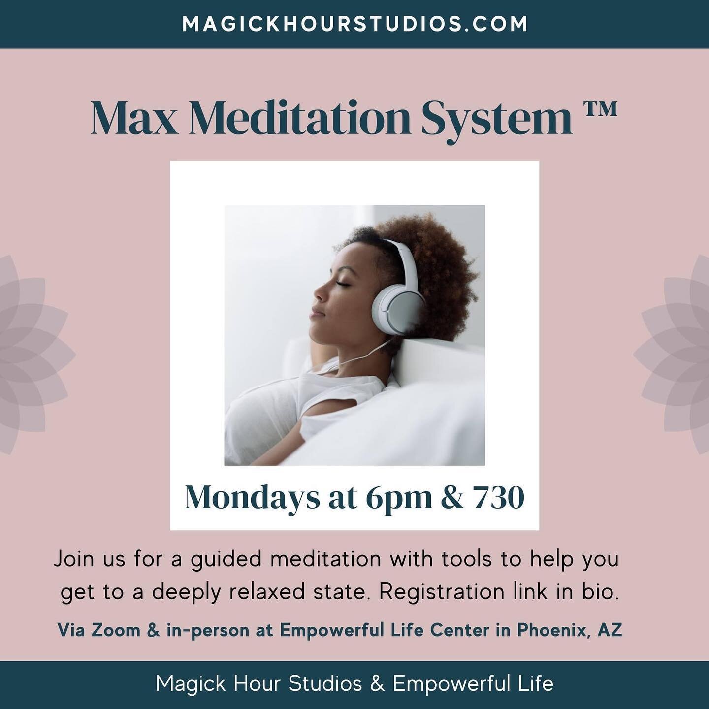 Coming up on Monday at 6pm and again at 730 is Max Meditation! You can attend via zoom or in-person at Empowerful Life in Phoenix.

Energy exchange is $10.

Right now, AZ time and Pacific time are the same. I can't wait to see you all there!

#maxmed