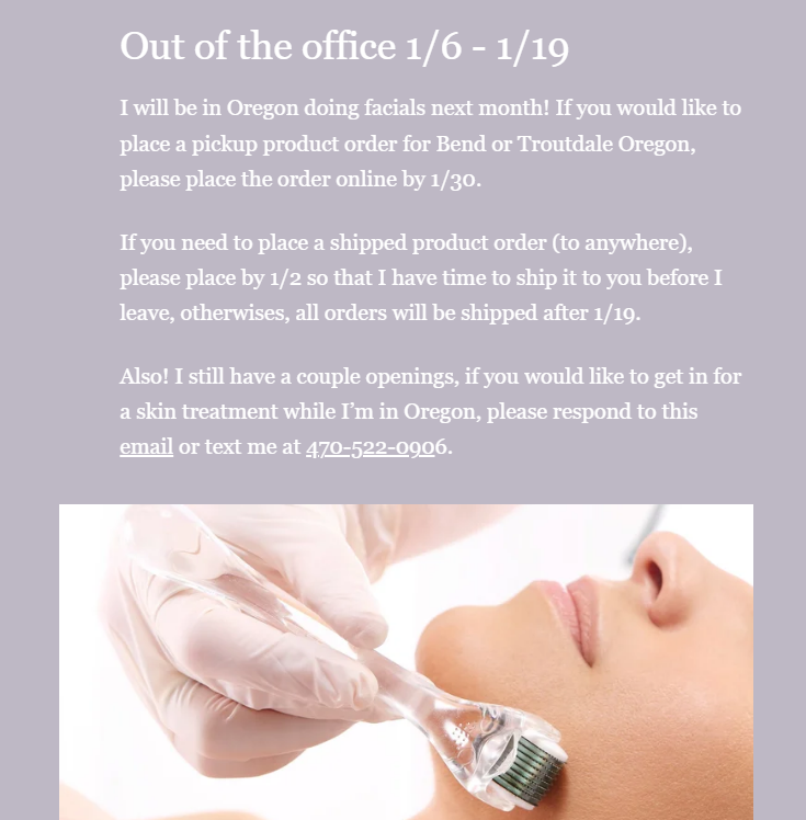 Out of Office - Apts &amp; Orders