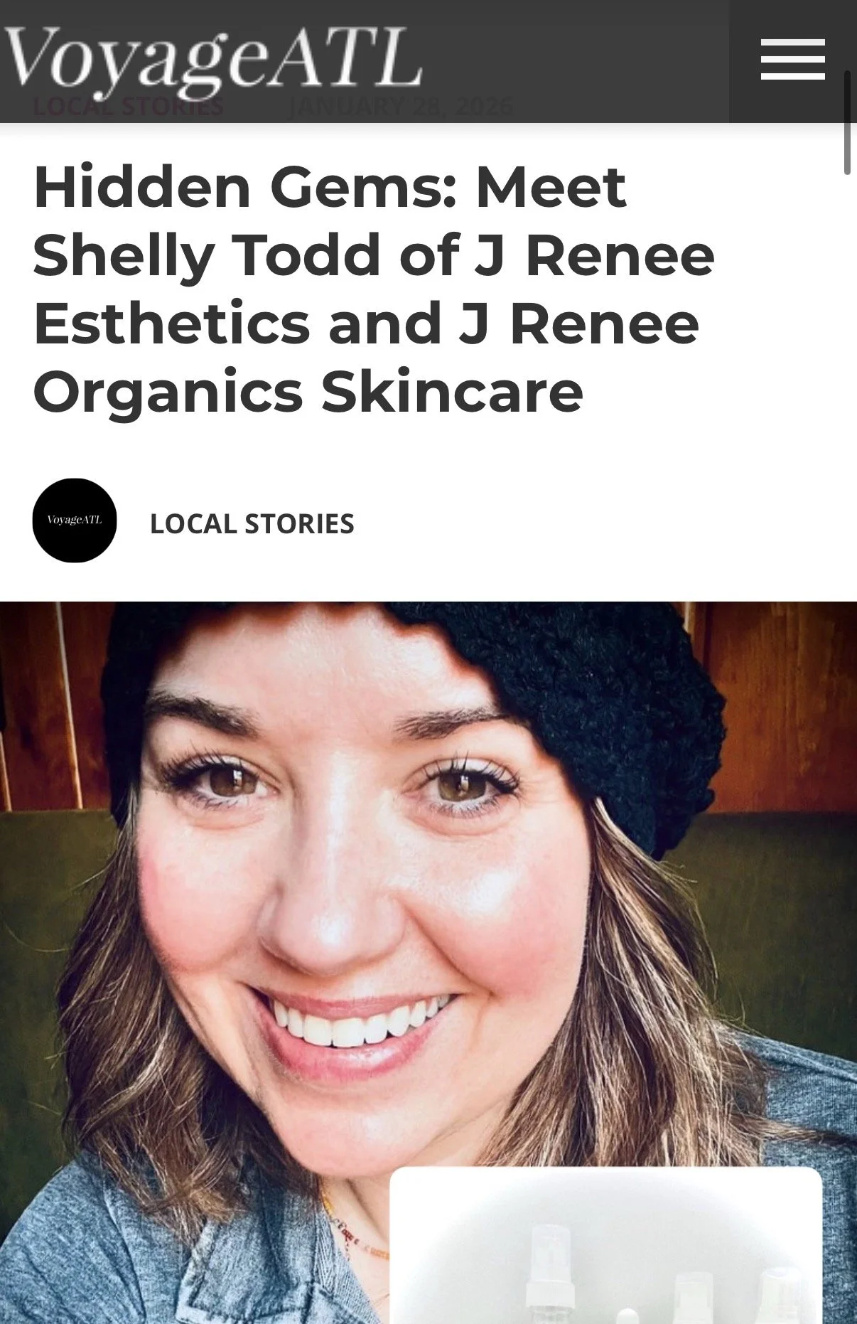 Shelly Todd, owner and founder of J. Renee Esthetics and J. Renee Organics Skincare, is recognized and interviewed for her skincare and business expertise.