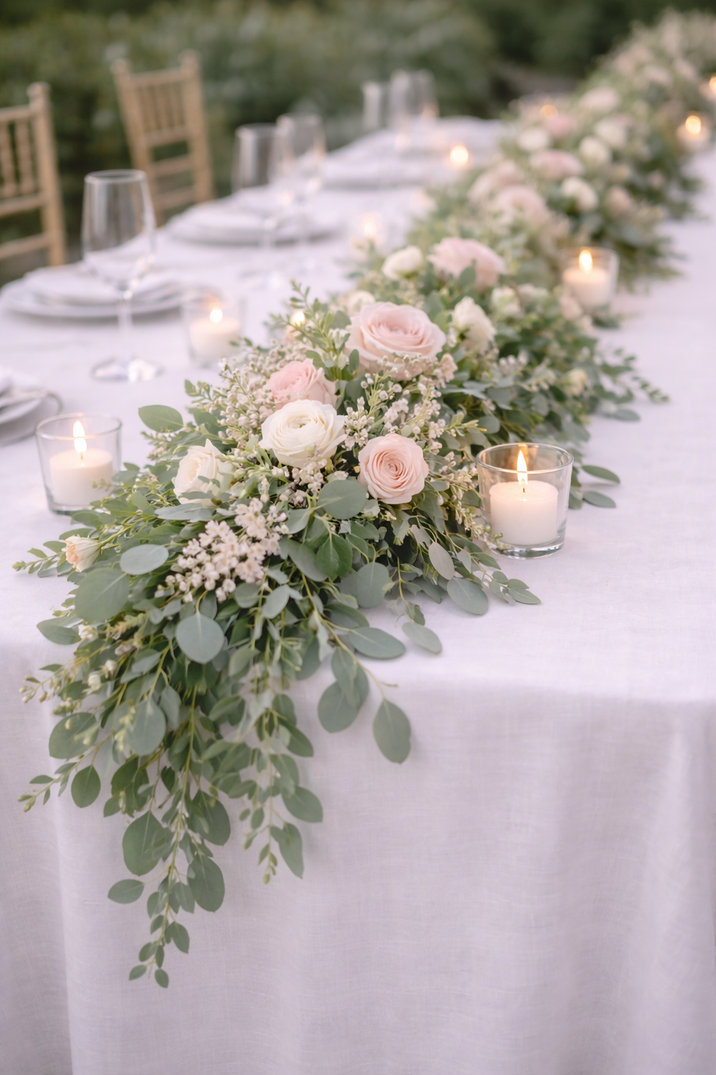 Greenery Garland with Pops of Blush Floral