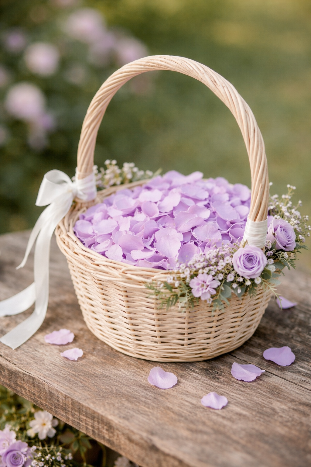 Flower Girl Basket and Lavender Petals