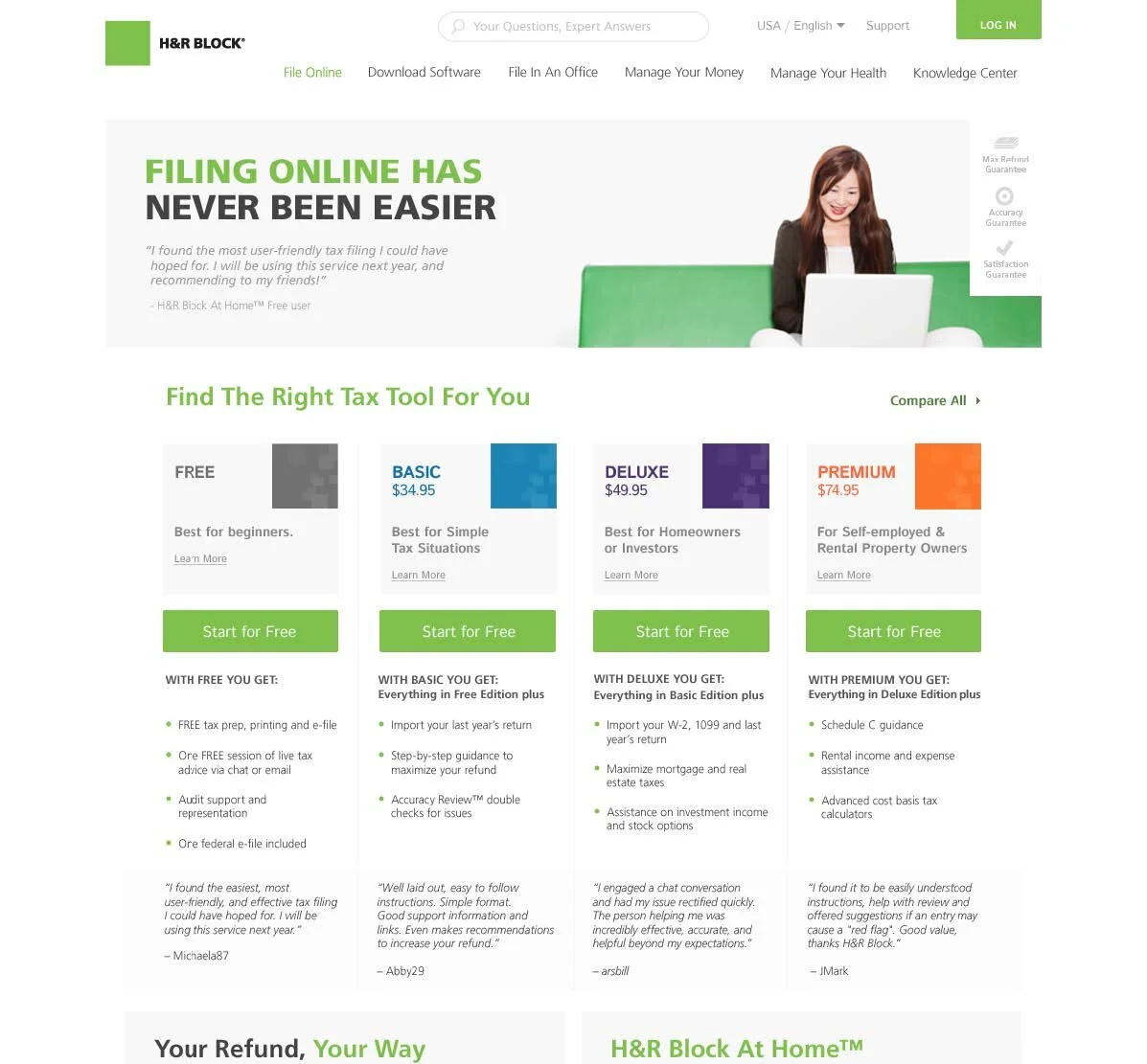 H&R Block File Taxes online expanded