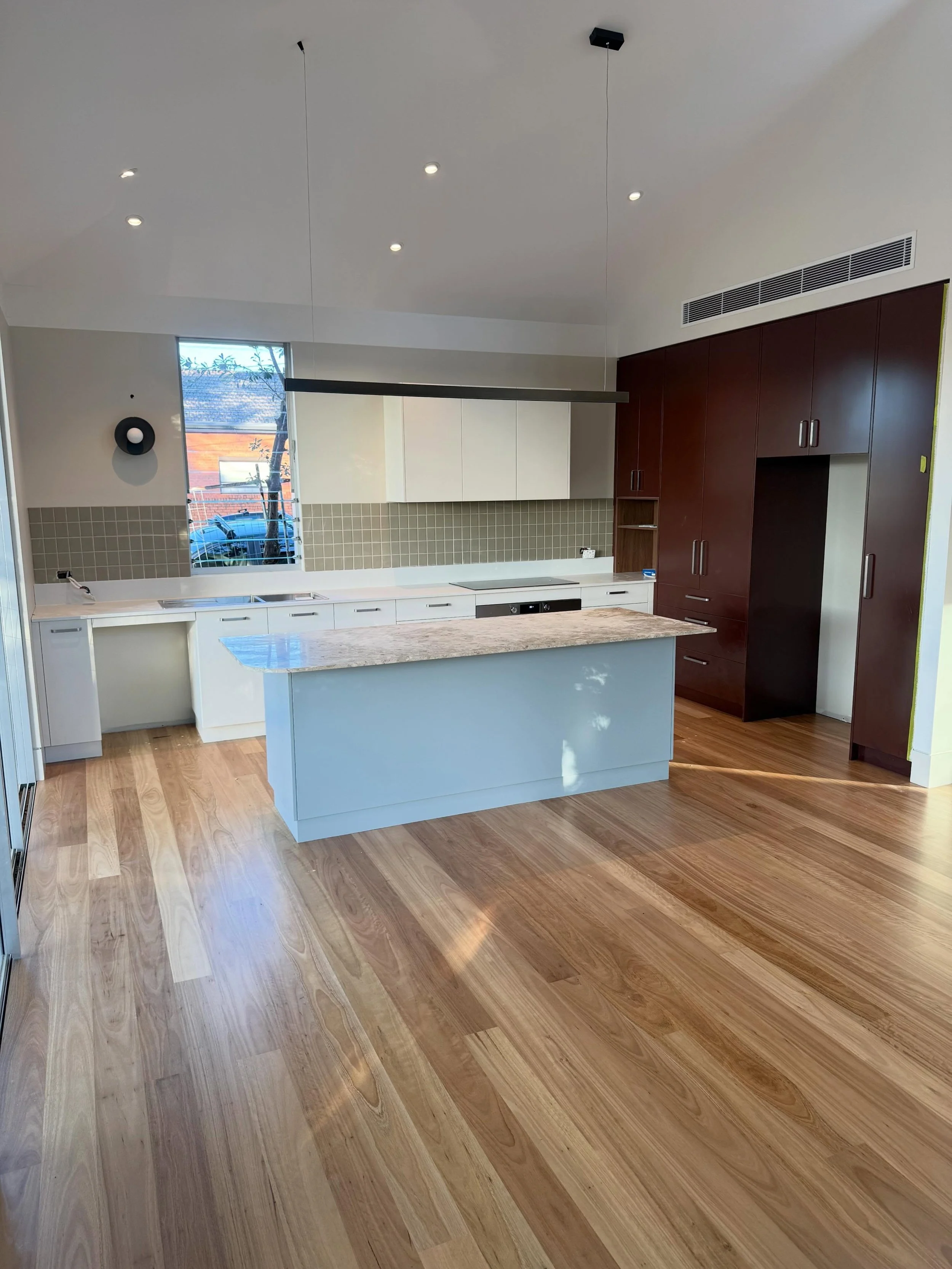 Floors are finished, bench tops and splashbacks are installed. Croydon is close to being handed over