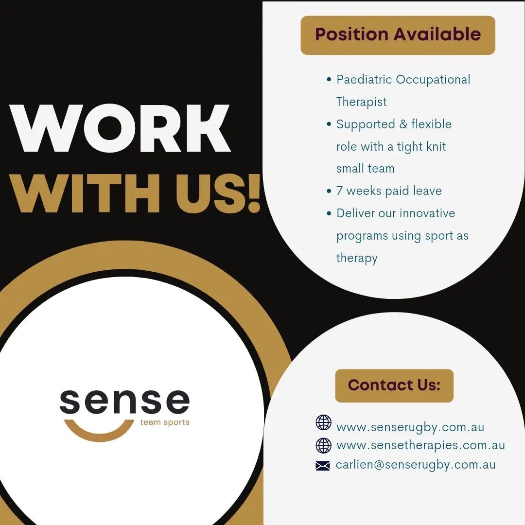 STS &amp; @sense.therapies June intake for Paediatric Occupational Therapists! 🌞

We are looking for our newest team members. 

Come and join us and spend your days alongside families supporting their children to feel safe and connected to their wor