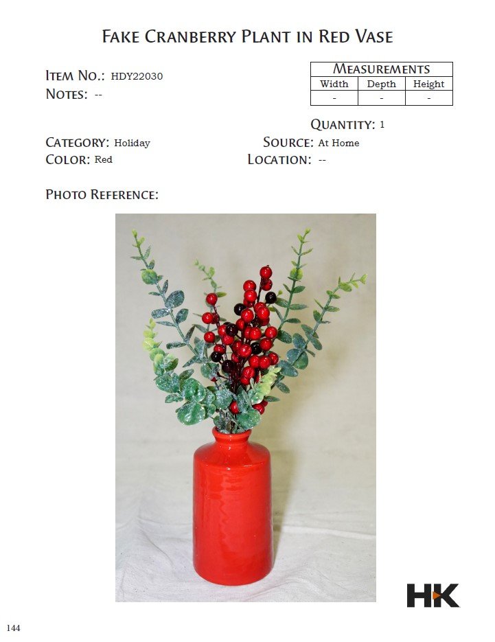 Holiday-Fake Cranberry Plant in Red Vase.jpg