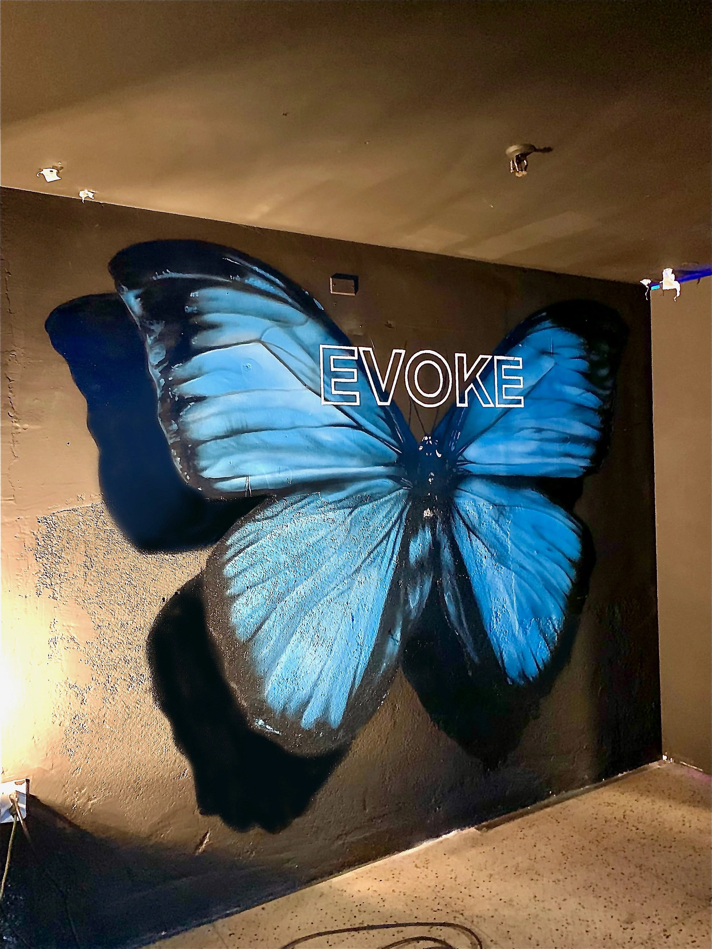 EVOKE Butterfly 
8’ x 8’
Spray paint mural
