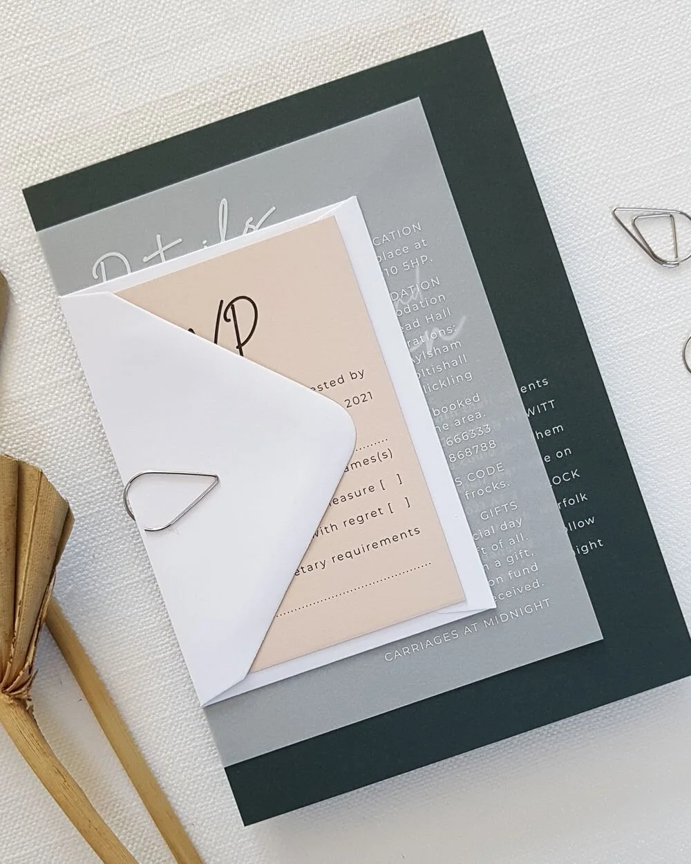 Stylish wedding invitation suite