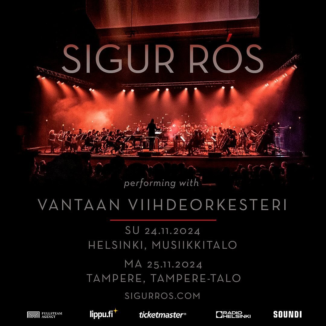 🎶 Sigur R&oacute;s saapuu j&auml;lleen Suomeen! Islantilainen post-rock-yhtye esiintyy Musiikkitalossa 24. marraskuuta ja seuraavana p&auml;iv&auml;n&auml; Tampere-talossa yhdess&auml; Vantaan Viihdeorkesterin kanssa.🎻

Lipunmyynti avautuu 22.3. kl