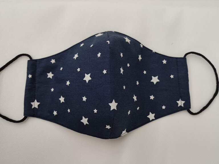 MASCARILLA FORMA AZUL ESTRELLAS BLANCAS