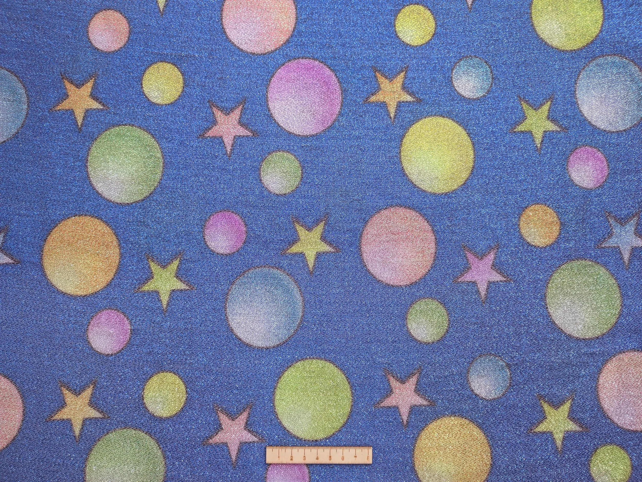 PUNTO CON LUREX -ESTAMPADO DE ESTRELLAS CON CIRCULOS
