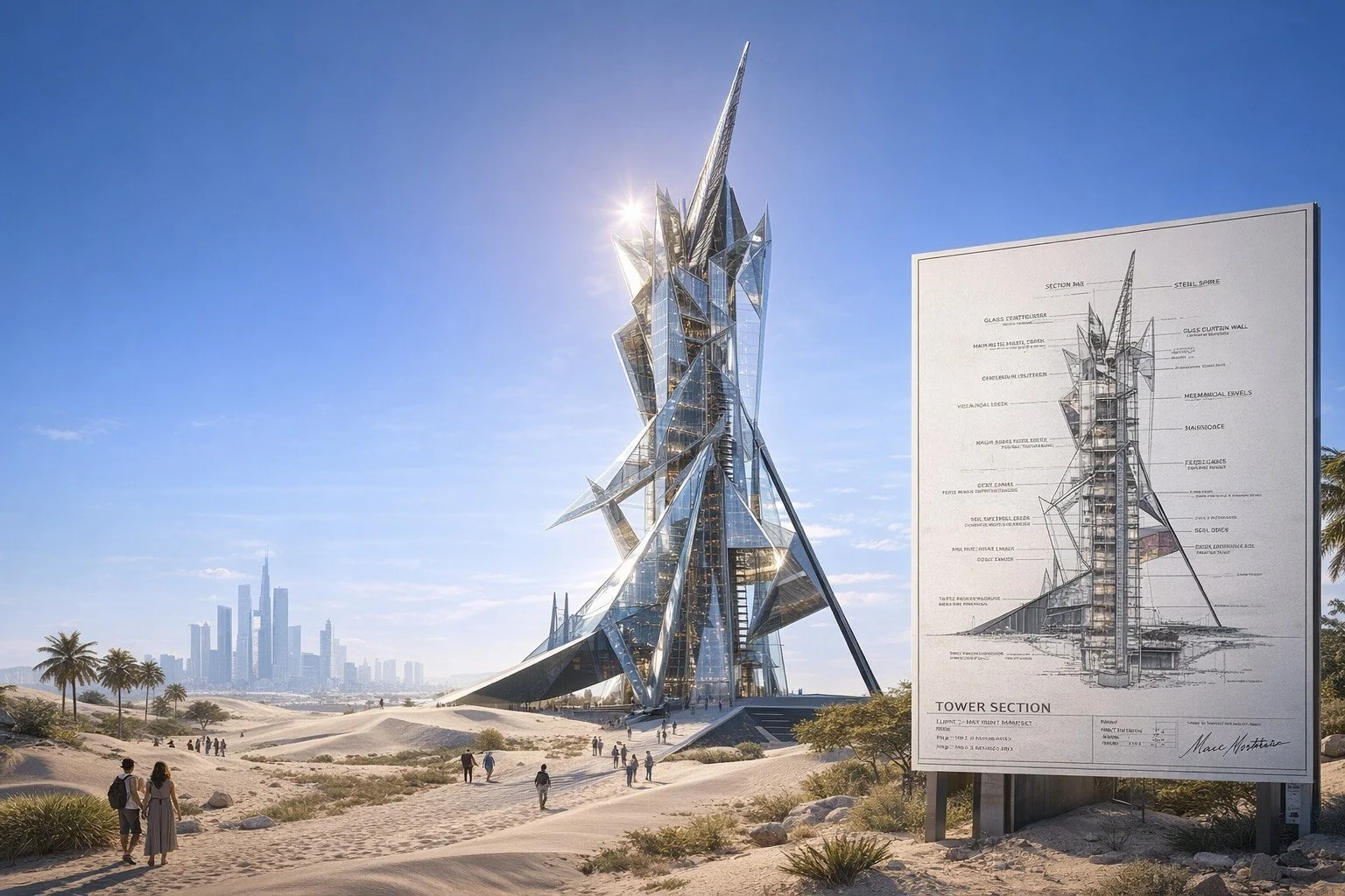 incredible megastructure futuristic with glazed walls and irregular form that shape the future of skyscrapers