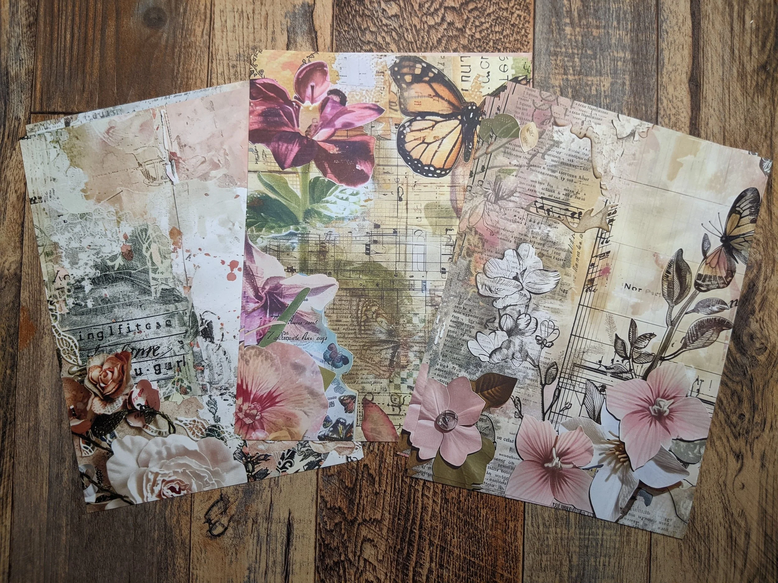 Botanical Beats: High-contrast blooms layered with vintage sheet music.