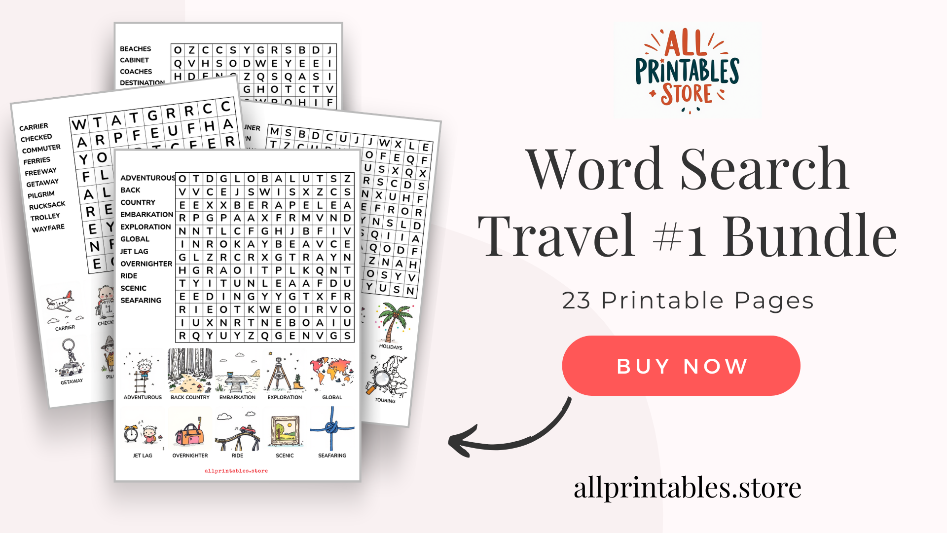 Word Search - Travel #1 Bundle - 23 Printable Pages