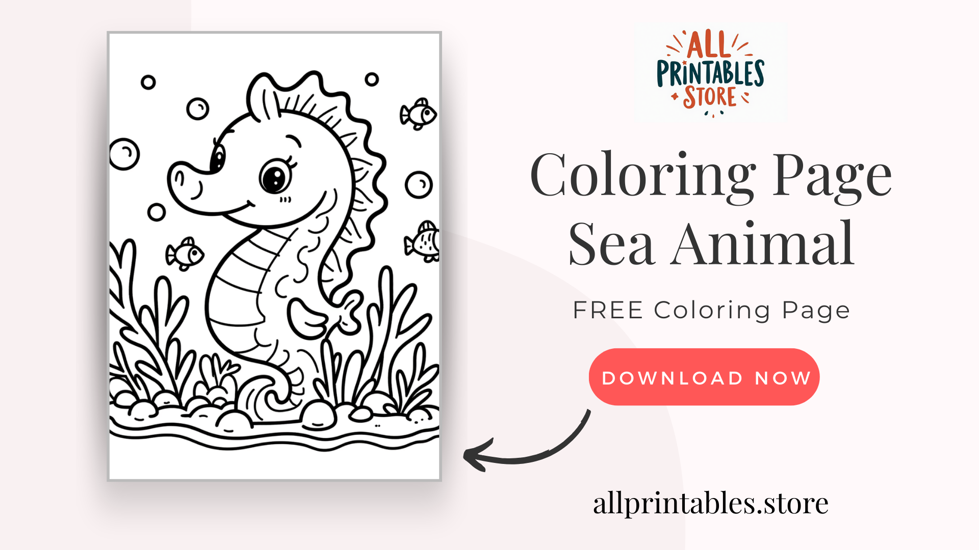 Coloring Page - Seahorse FREE Coloring Page