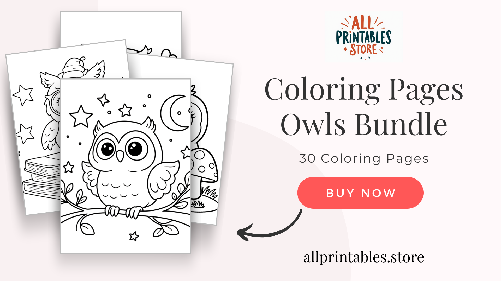 Coloring Pages - Owls Bundle - 30 Coloring Pages