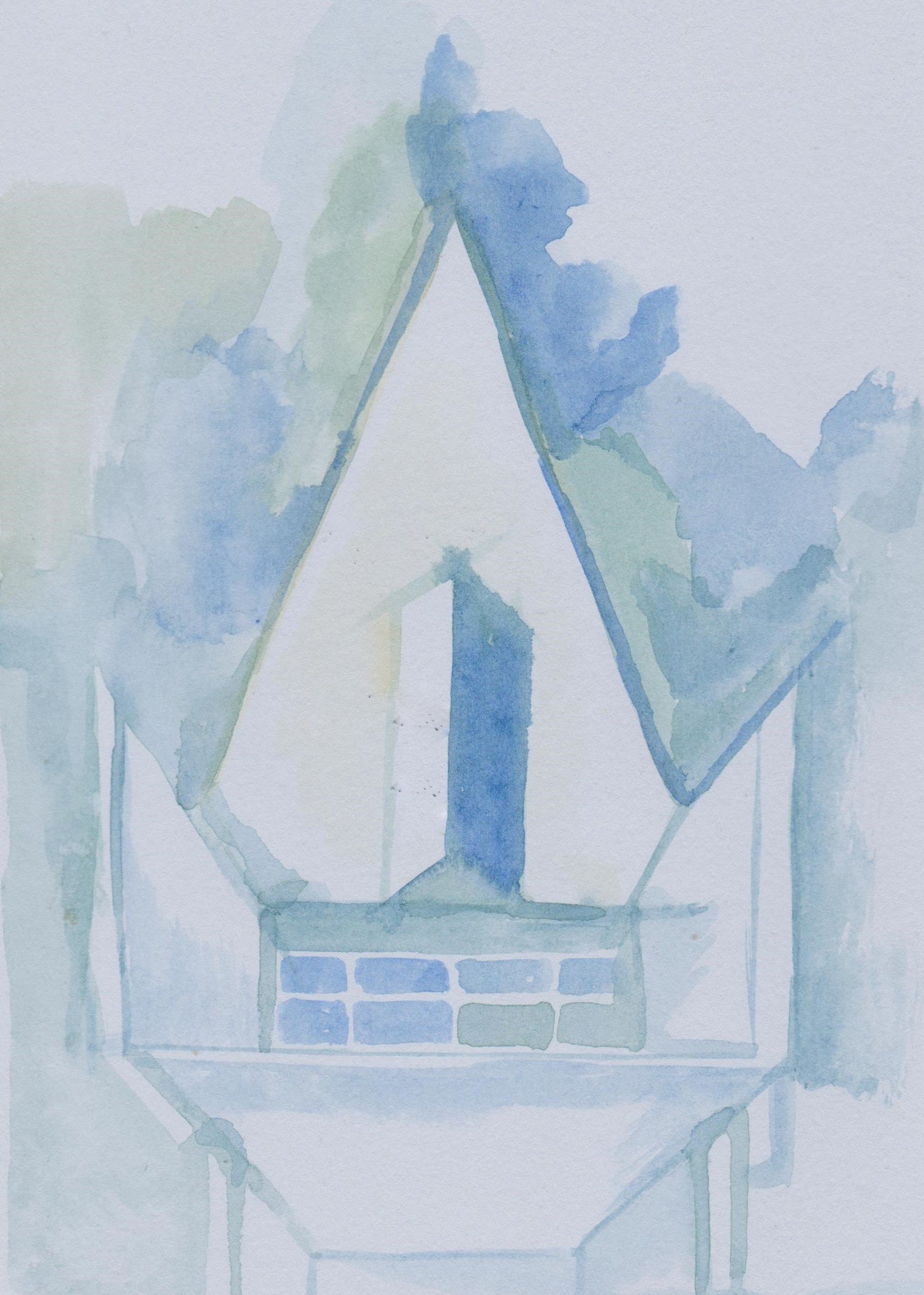Angle Roof, watercolour drawing, 2020