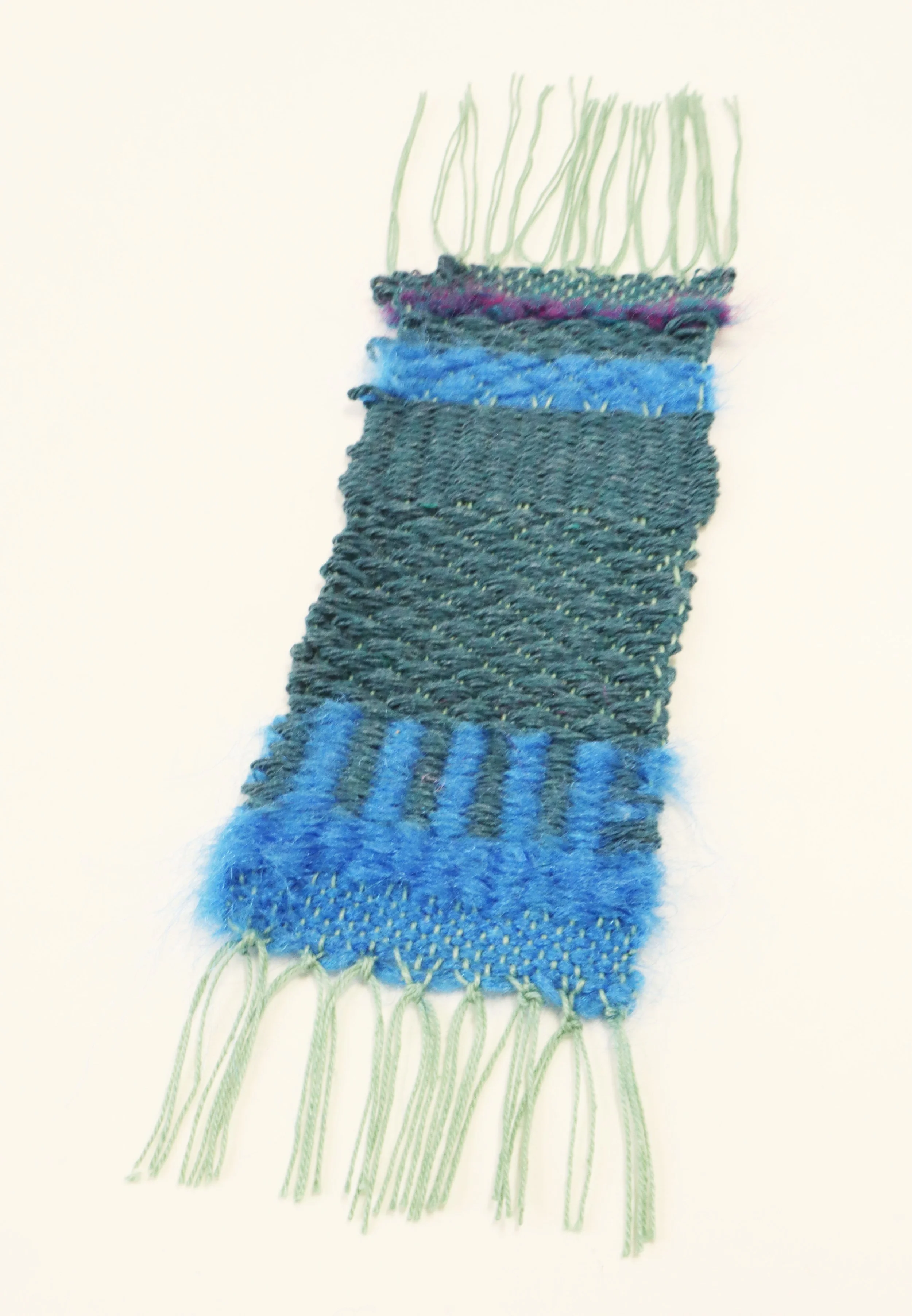 Blue and grey stripes woven bookmark