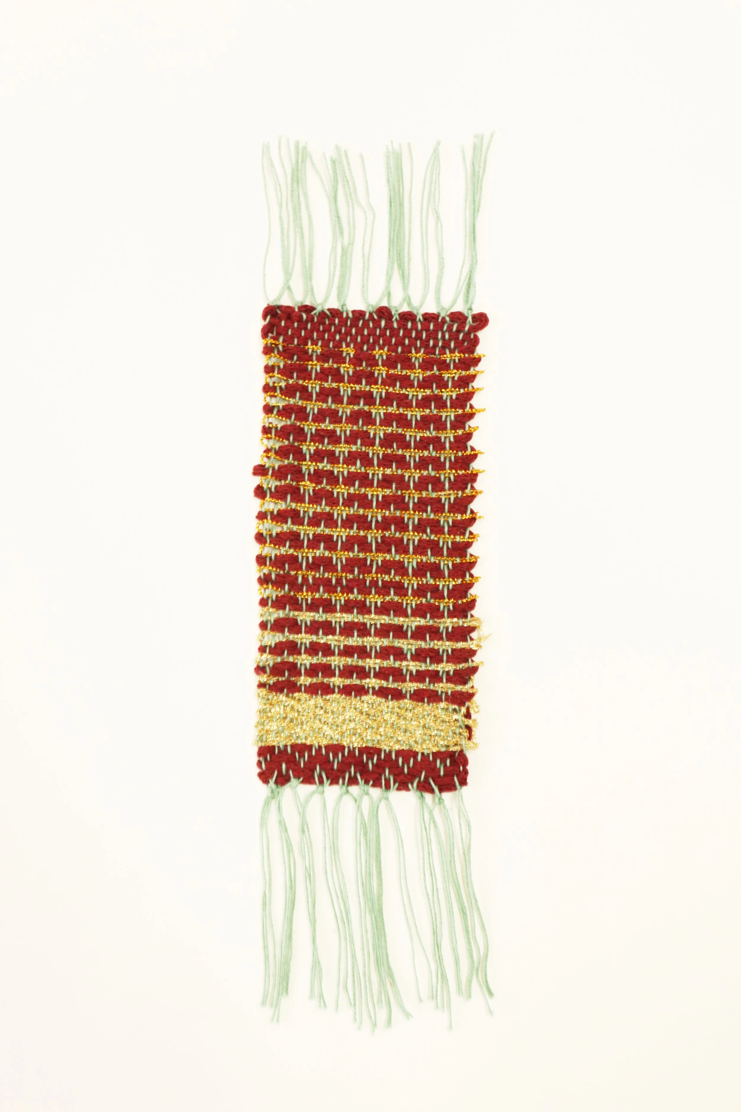 Burgundy and gold woven bookmark