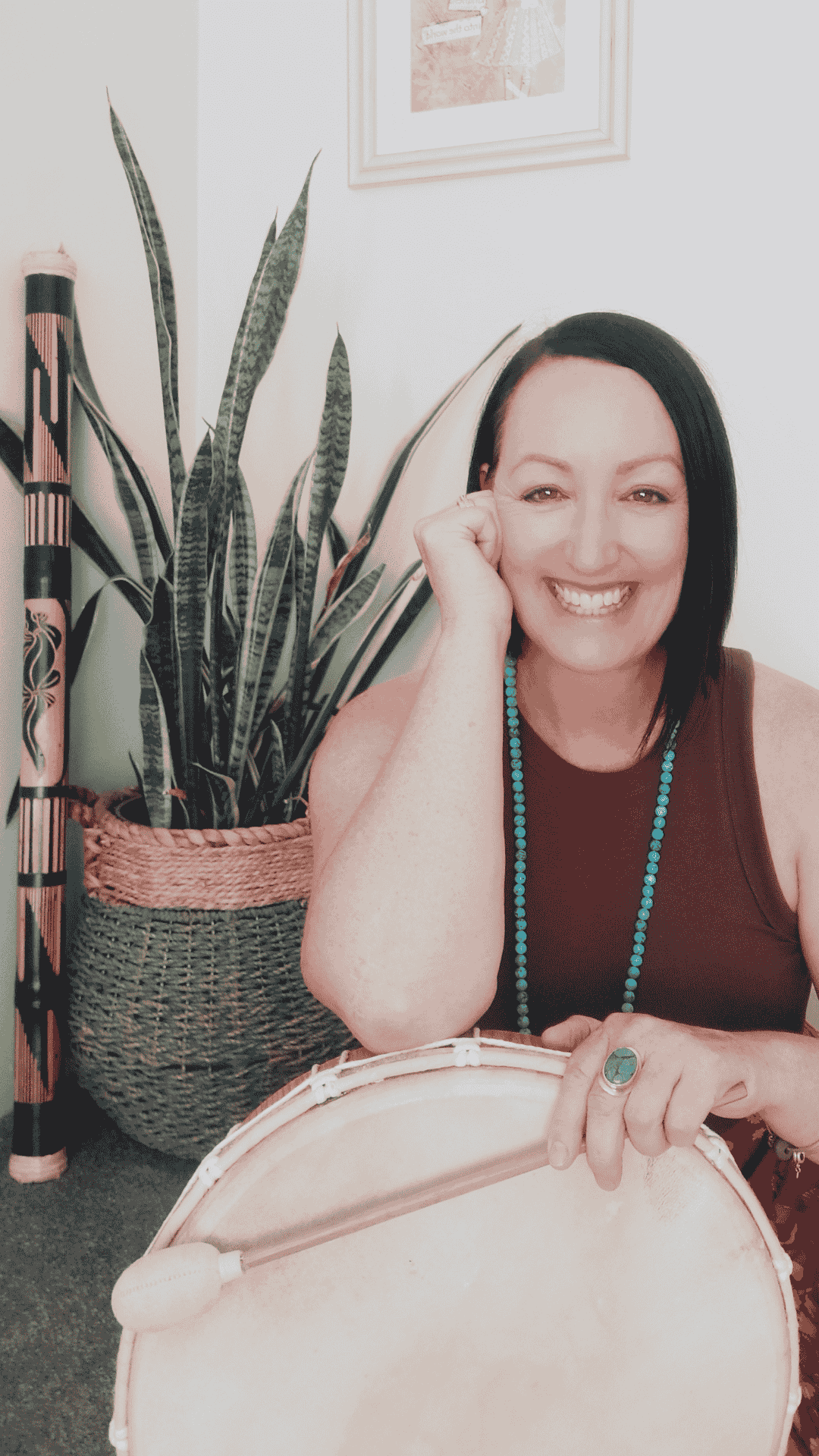 Shanie sitting with drum