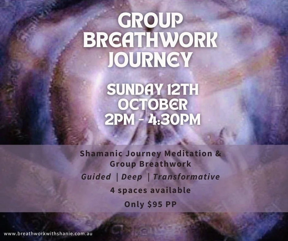 Group Breathwork Journey &mdash; This Sunday, 2pm&ndash;4:30pm 

Come on a journey like no other &mdash; beginning with a Shamanic Journey Meditation, followed by a deeply guided Conscious Connected Breathwork session.

Held in an intimate space of o