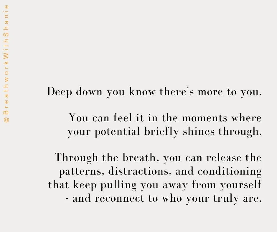 Your potential isn&rsquo;t something you need to become &mdash; it&rsquo;s something you remember.
Breathwork creates the space to let go of what&rsquo;s been weighing you down and reconnect with the version of you that&rsquo;s been there all along. 