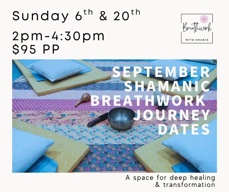 September Shamanic Breathwork Journeys 🌿

Only two intimate journeys this September:

✨ Sunday 6 September &mdash; Trusting Life
✨ Sunday 20 September &mdash; Meeting the Mother Wound

2:00pm &ndash; 4:30pm | $95
Limited to just 4 people

Each journ