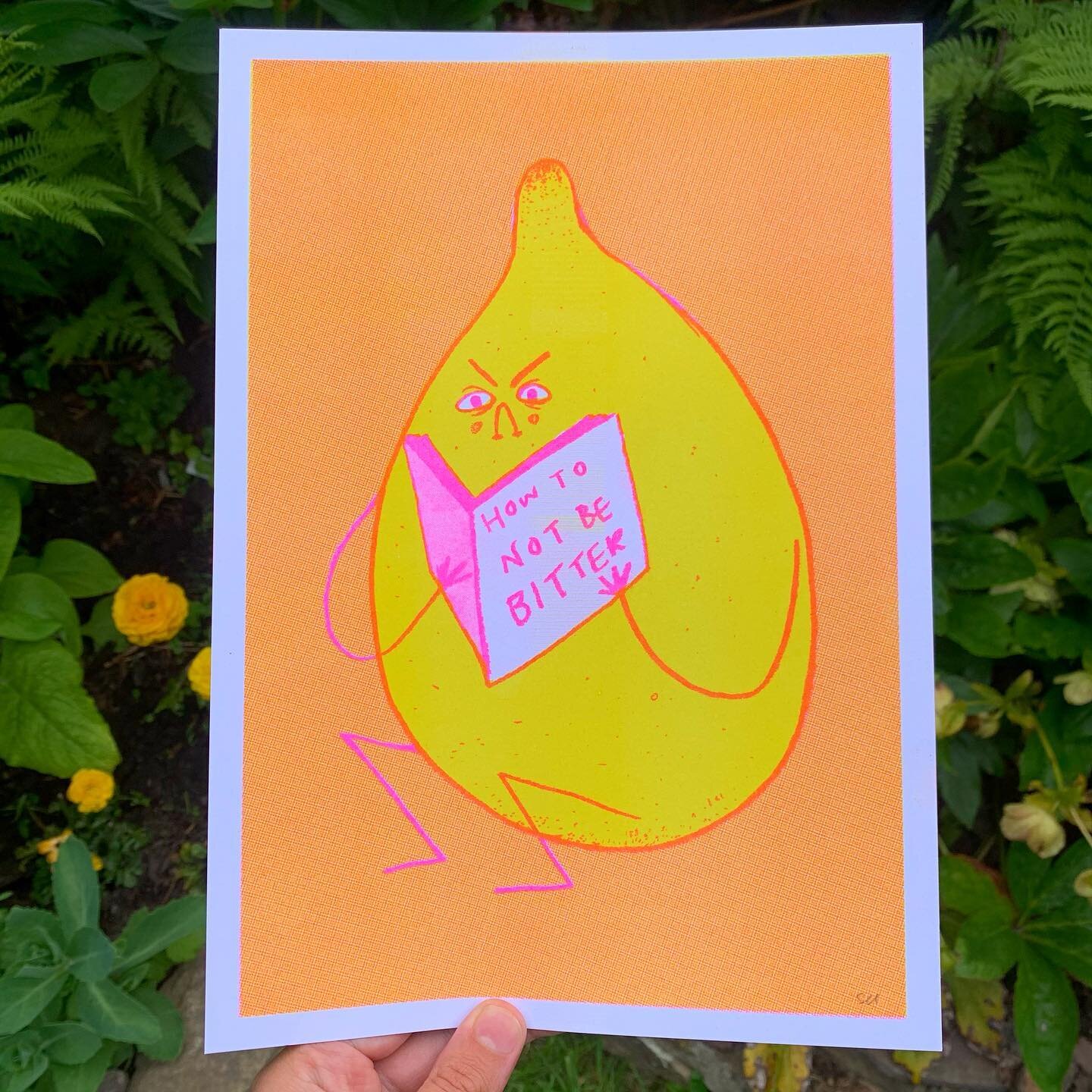 🍊Orange Lemon Riso 🍋
Whoops! We forgot to mention that our Orange background How To Not Be Bitter lemon risograph print is back! This print is so fun to make as the fluro pink and yellow inks combine to create that lovely orange, which makes this p