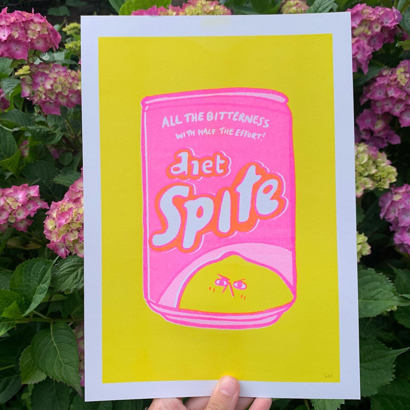 🍹DIET SPITE🍋
Hooray; the Pink Diet Spite Print is back at full capacity! This print has a special place in my heart (and not just because it wasn&rsquo;t causing me too many difficulties to print today 😇). It&rsquo;s silly, it&rsquo;s lemony and i