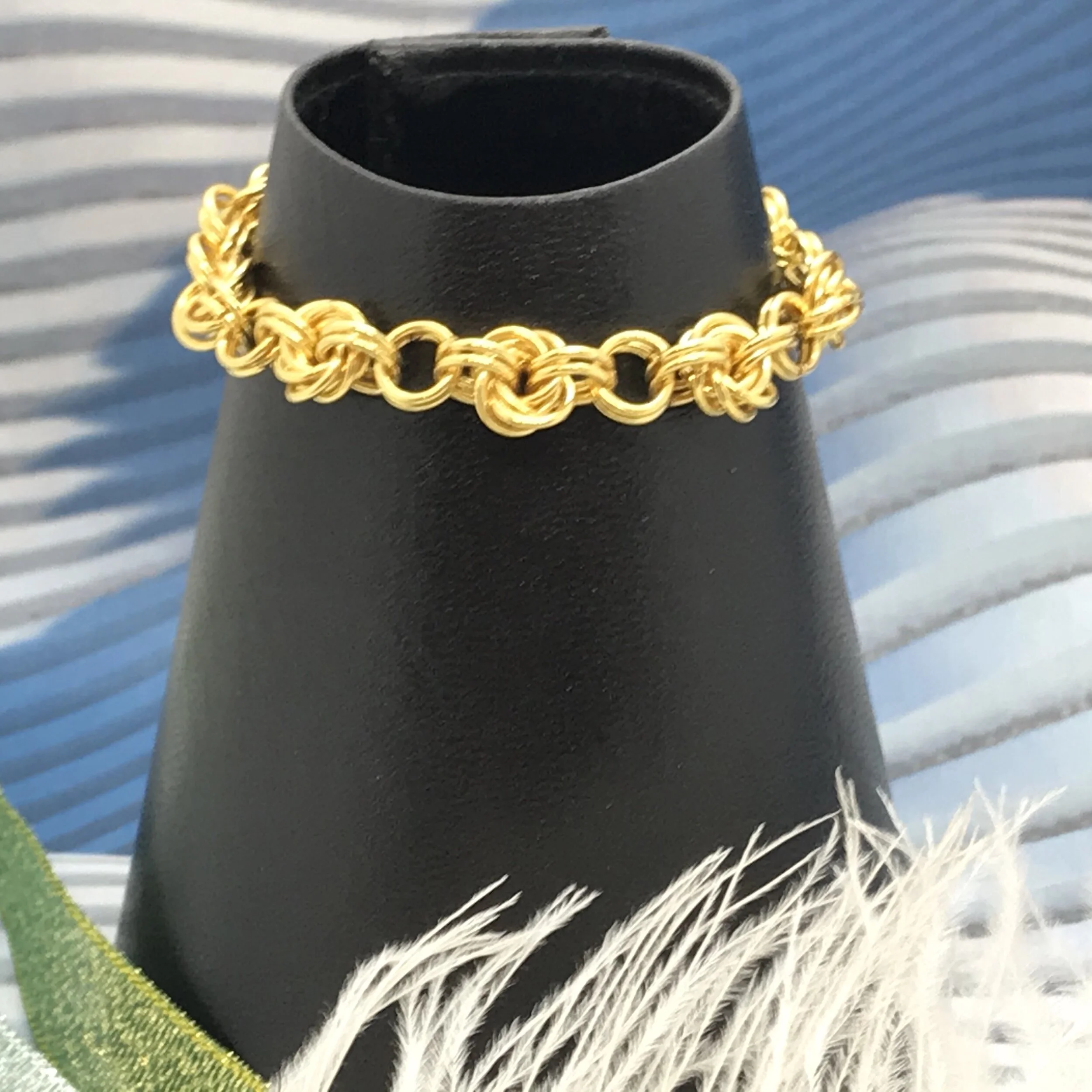 Gold Plated Mobius and Chainmaille Bracelet